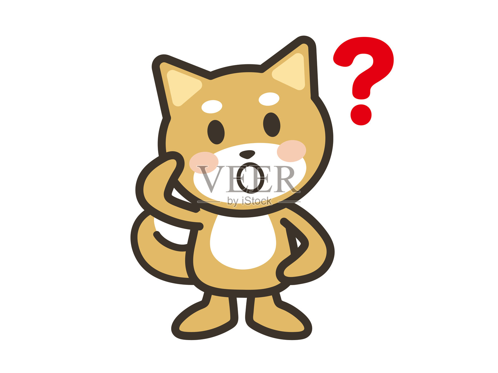 一只可爱的狗狗好奇地歪着头的插图插画图片素材