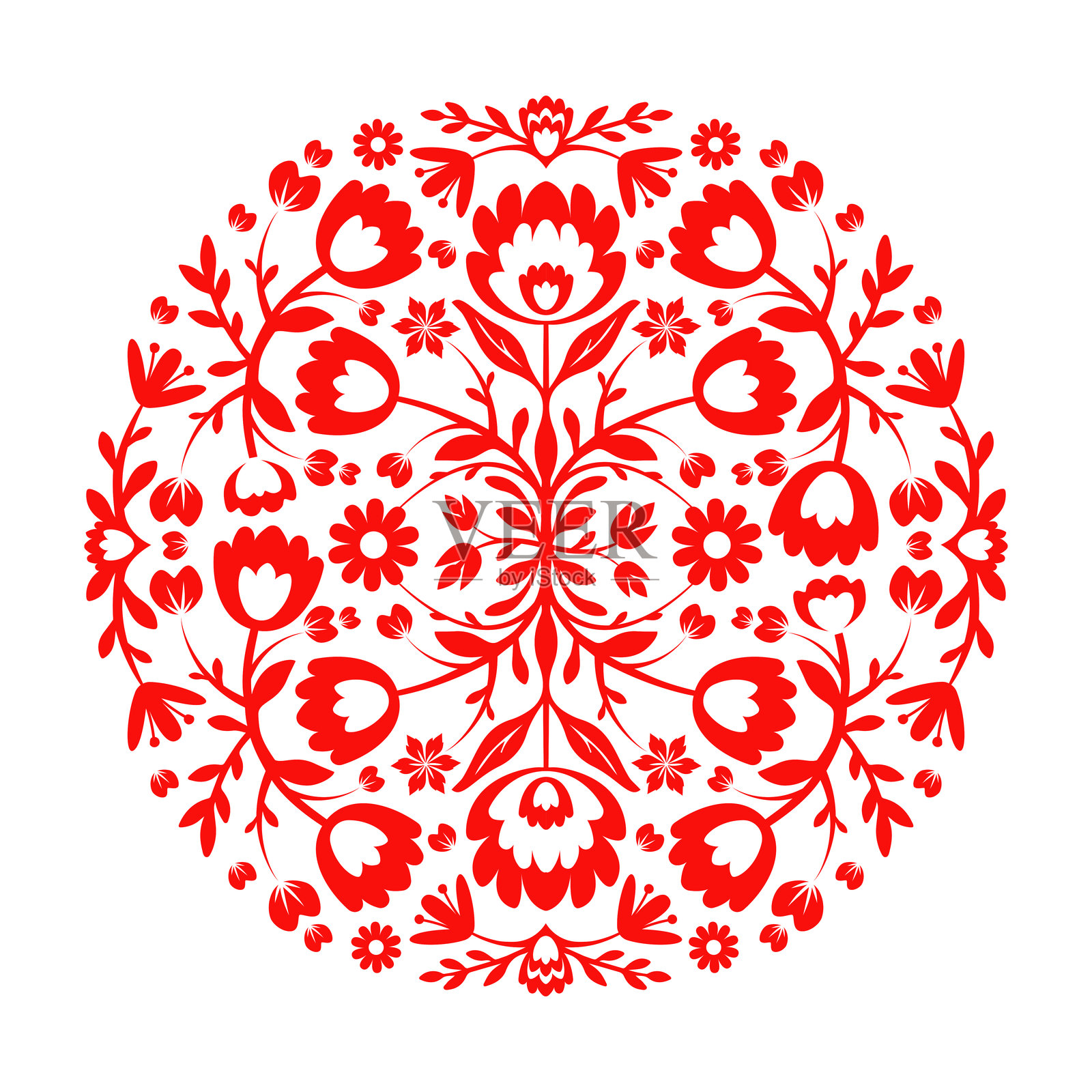 民俗花卉图案。插画图片素材