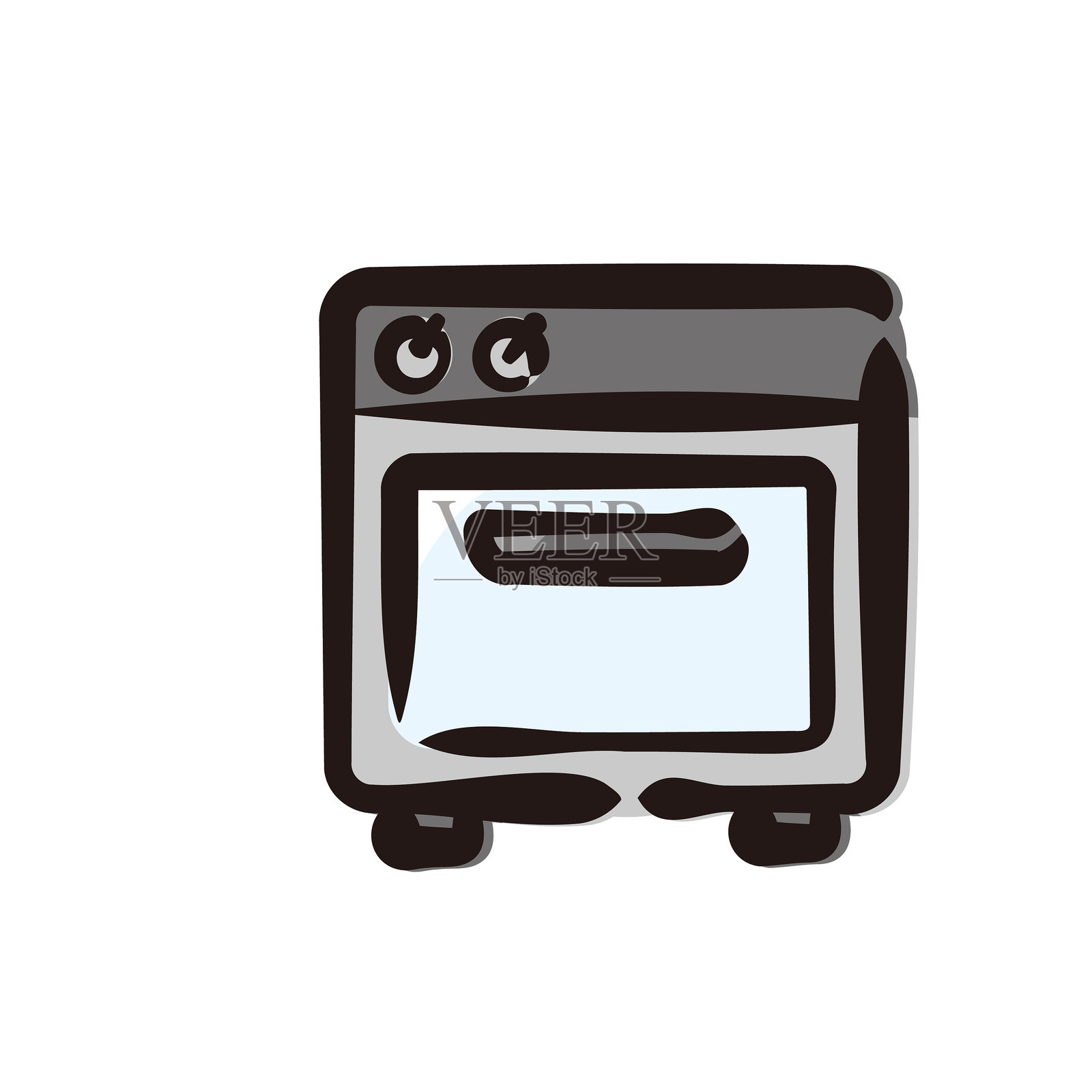 烤箱 - 面包和烘焙图标/插图（手绘线条，彩色版本）插画图片素材