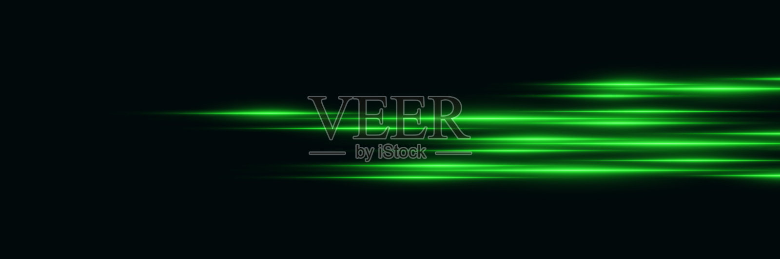 绿色高速霓虹速度线。动态光束运动。插画图片素材