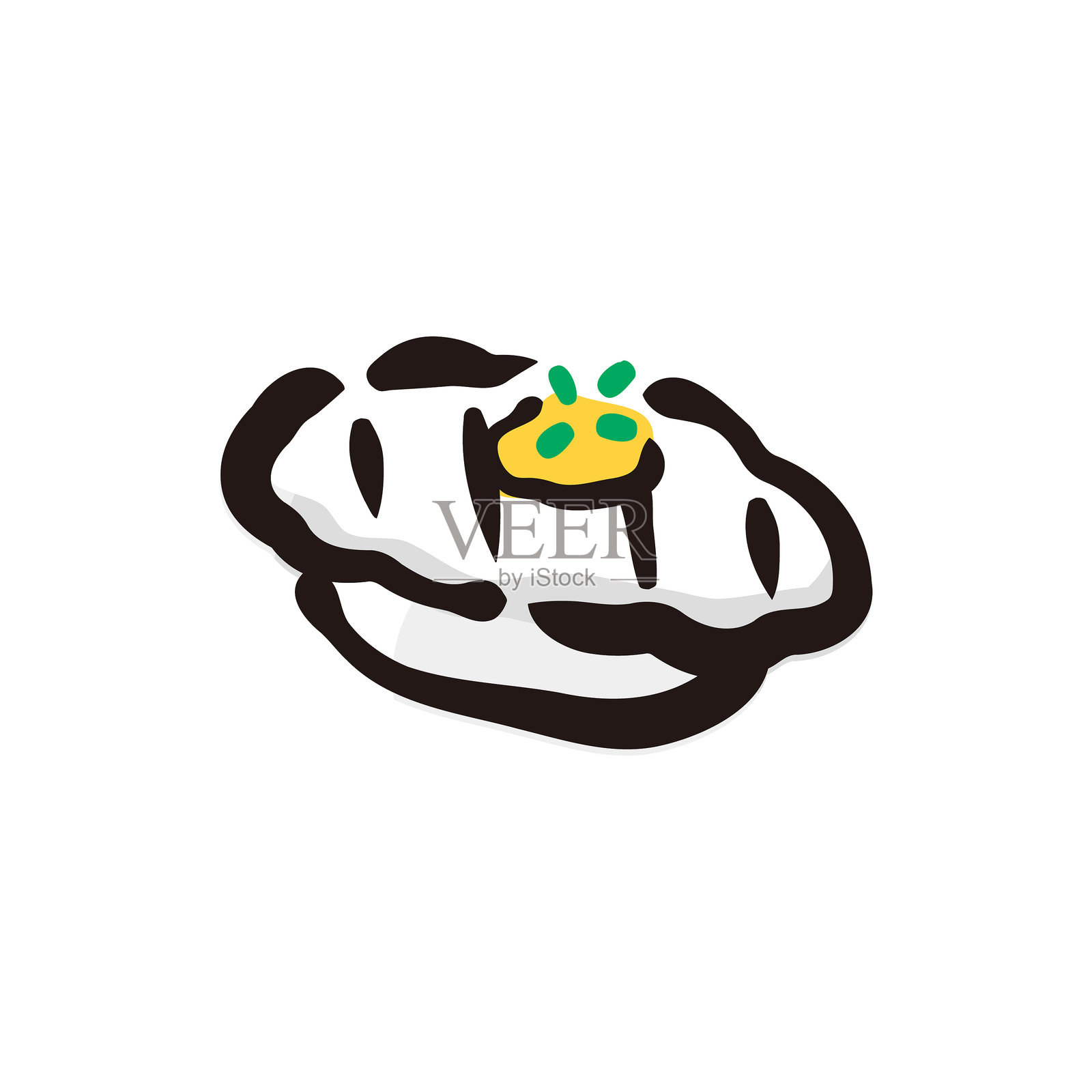 比目鱼 - 寿司图标或插图。手绘线条的彩色版本。插画图片素材