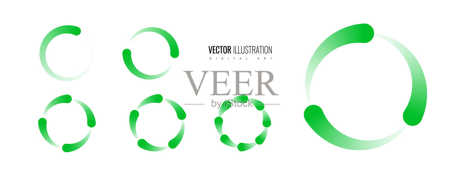 箭头回收图标集，抽象的重用概念，孤立在白色背景上，箭头方向线代表回收和步骤效果，圆形图标矢量插图插画图片素材