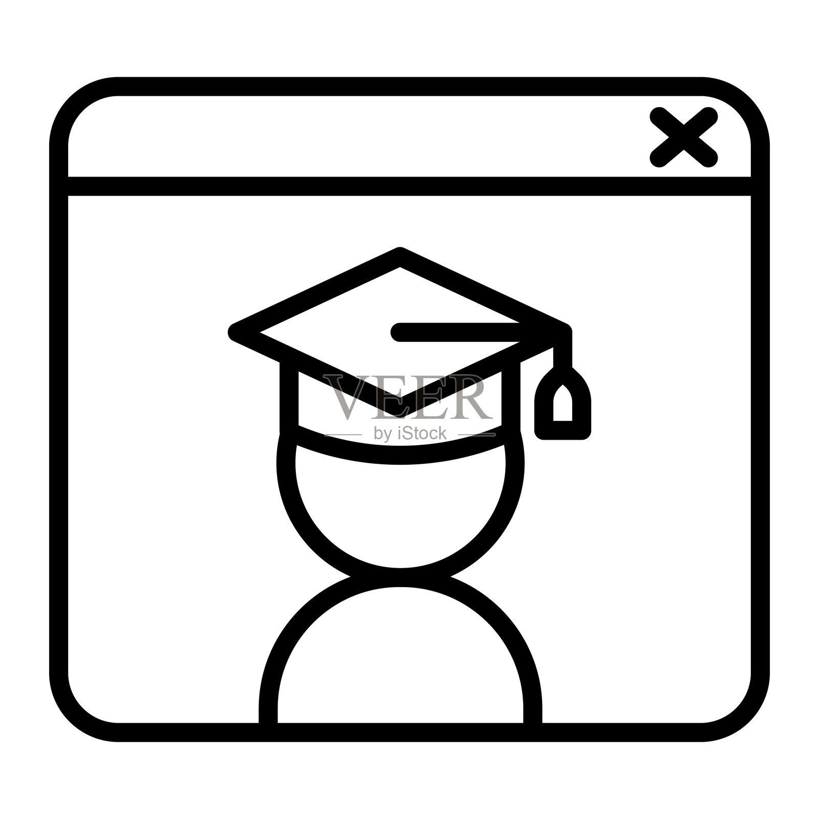 在线教育图标，细线风格，矢量插图设计插画图片素材