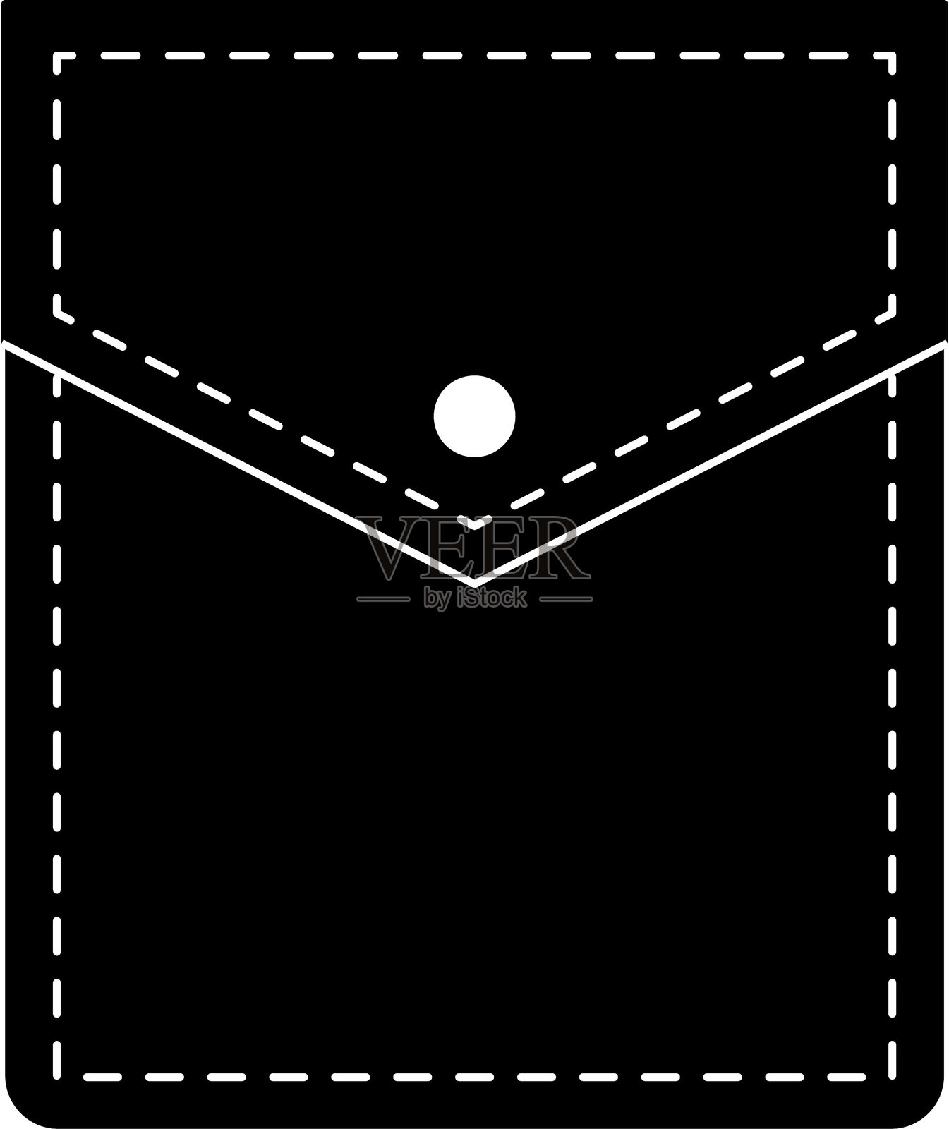 衣物的贴袋图标。孤立的线条矢量插图。插画图片素材