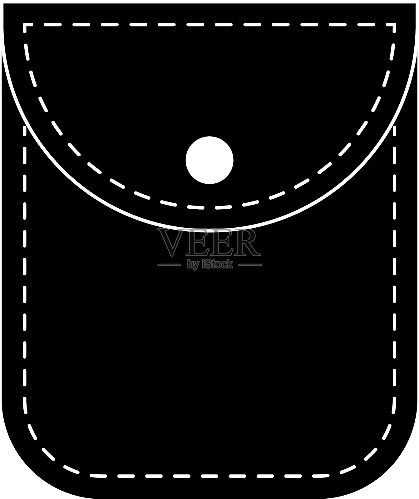 衣物的贴袋图标。孤立的线条矢量插图。插画图片素材