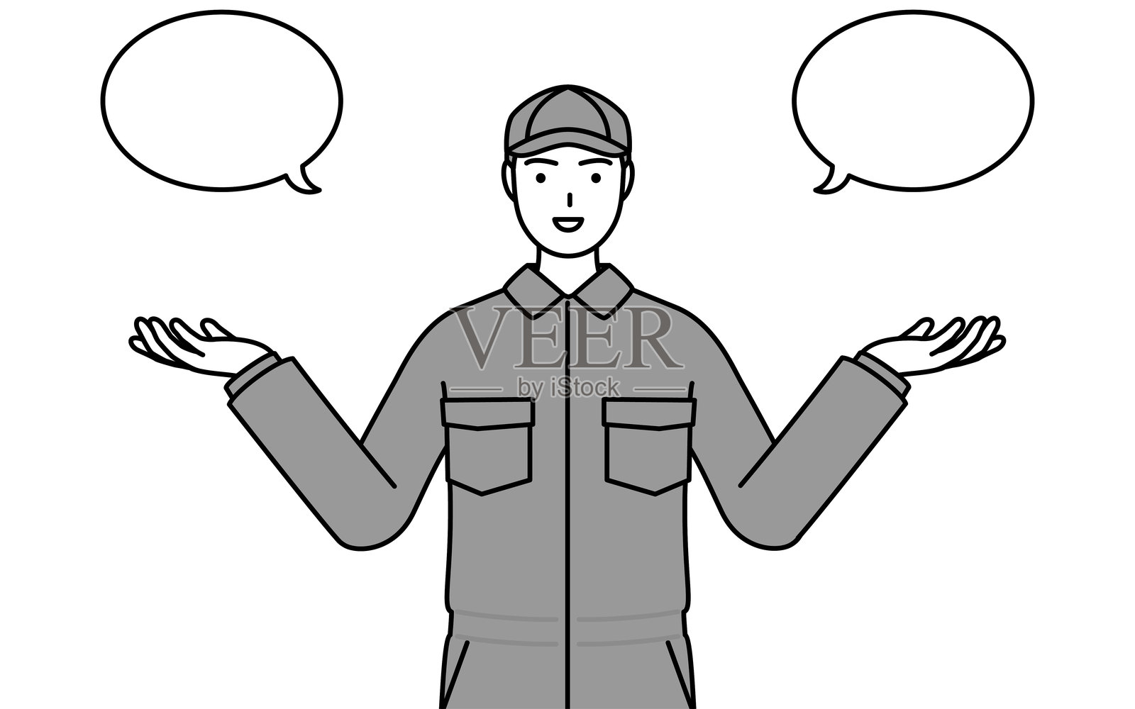 穿着工作服的机械师进行擦拭和比较。插画图片素材