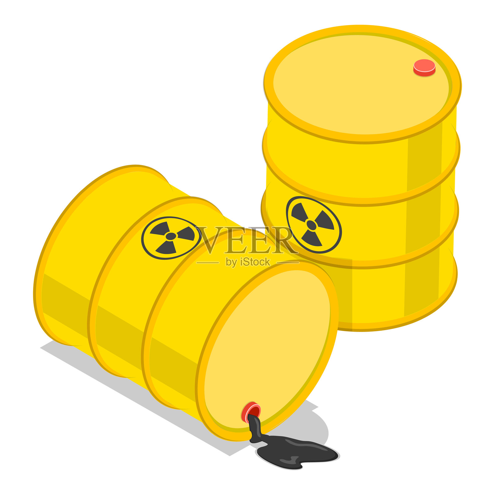 3D等距平面矢量放射性废物物品集合。物品3插画图片素材