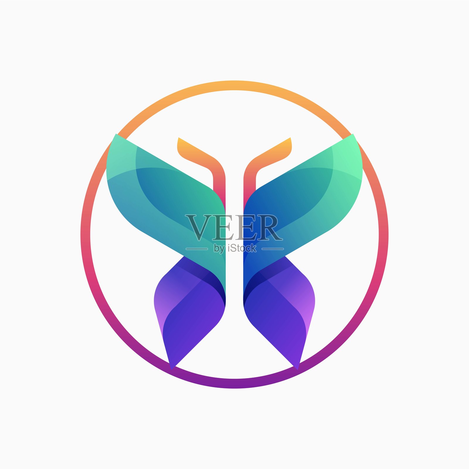 彩色渐变蝴蝶插画图片素材