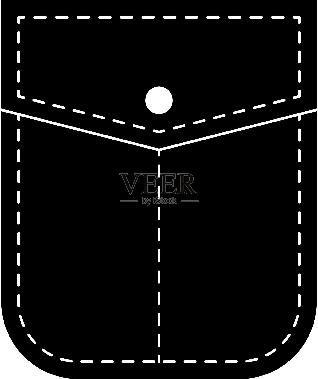 衣物的贴袋图标。孤立的线条矢量插图。插画图片素材