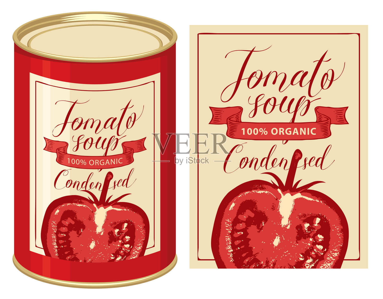 浓缩番茄汤标签插画图片素材
