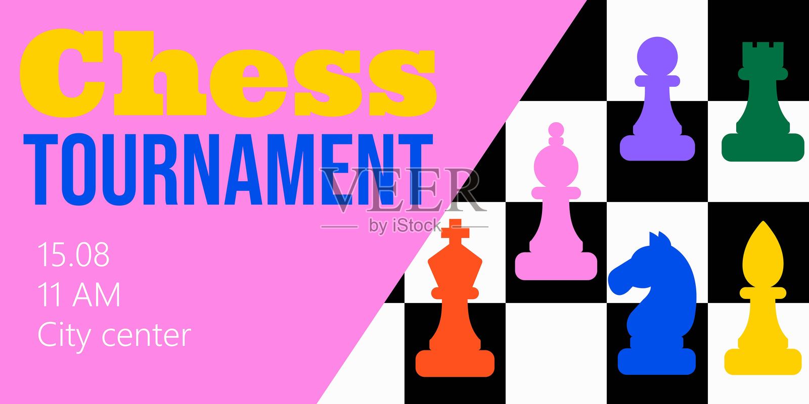 国际象棋比赛。传单、横幅、海报、广告。插画图片素材