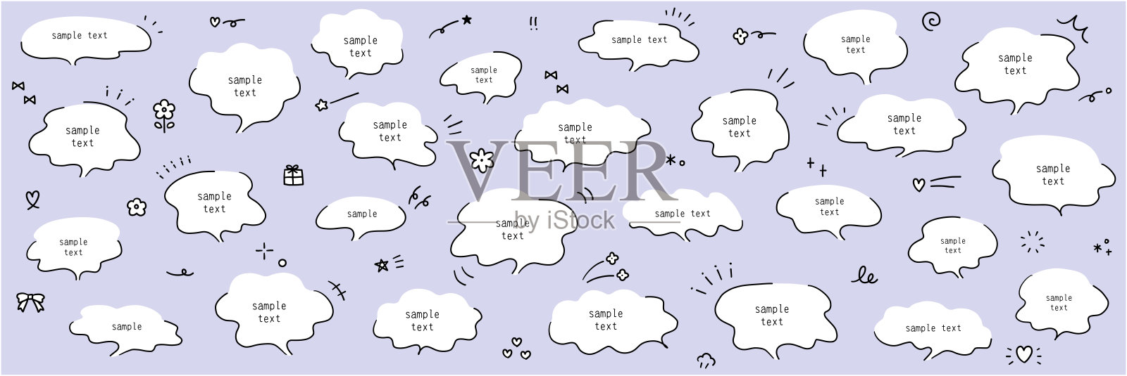 一组手绘的对话气泡矢量插图插画图片素材