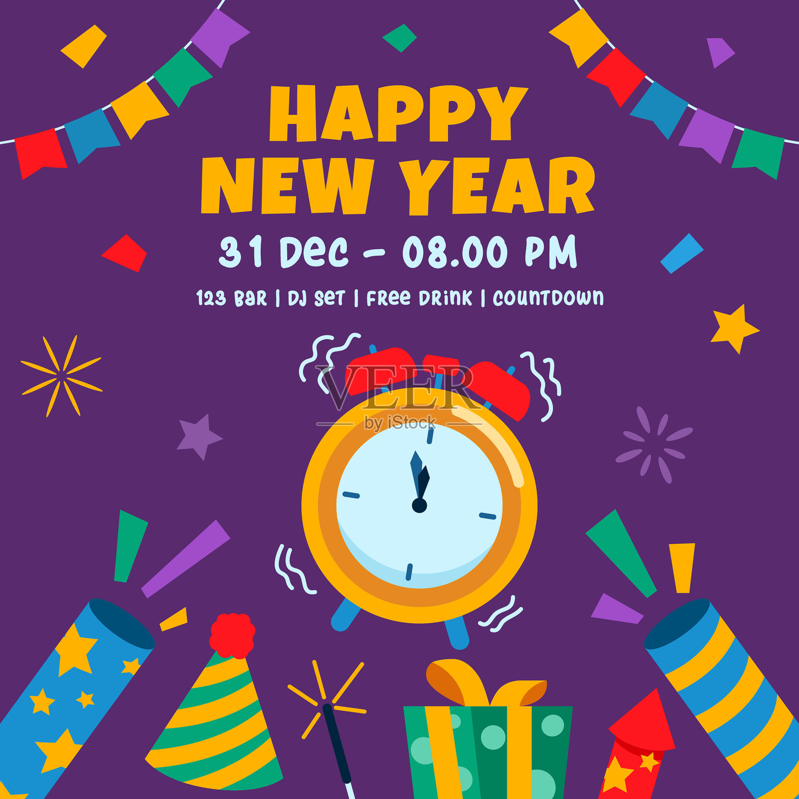 迎接新年的倒计时插画图片素材