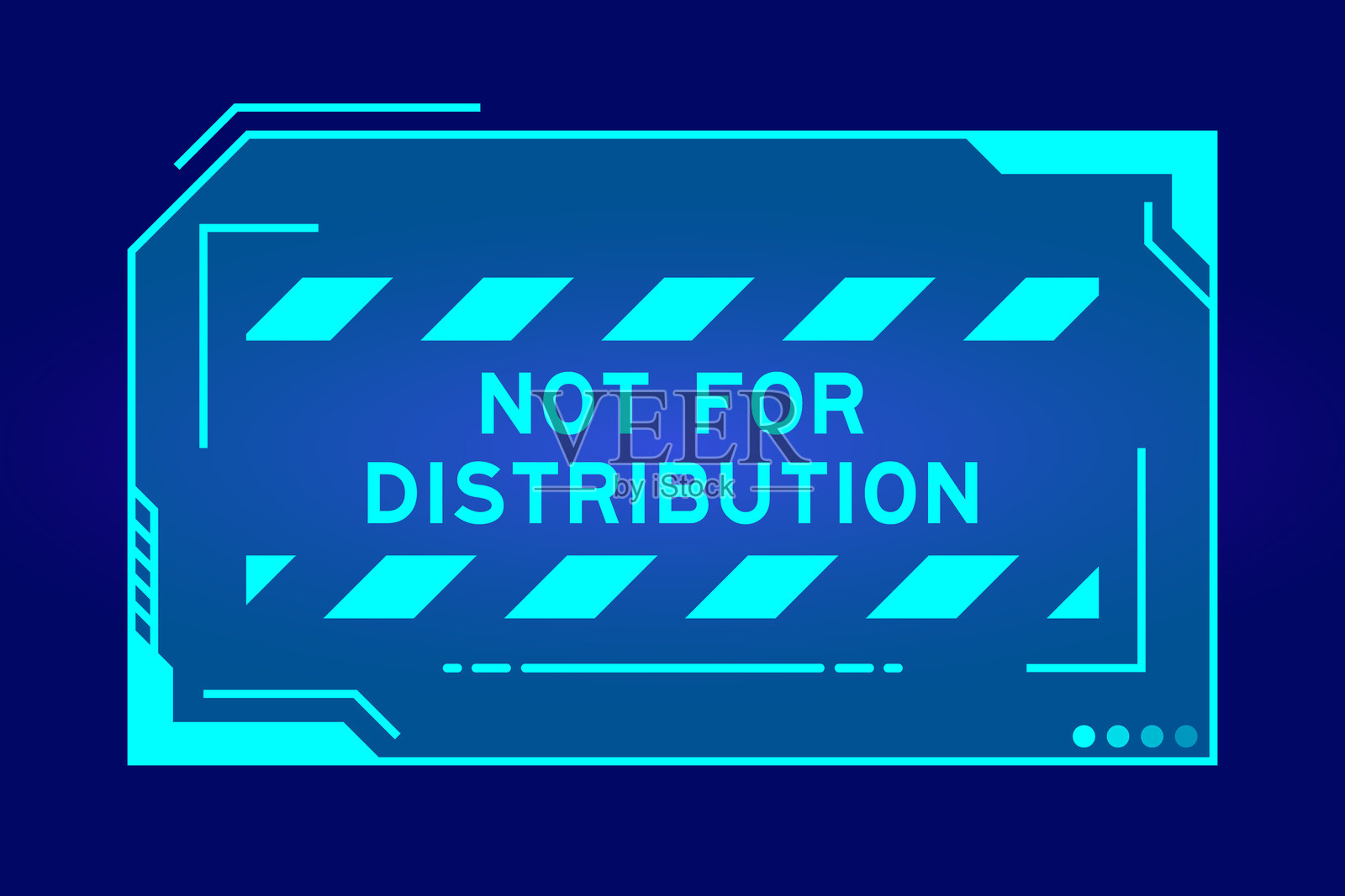 黑色背景上带有“禁止分发”字样的未来派HUD横幅的蓝色。插画图片素材