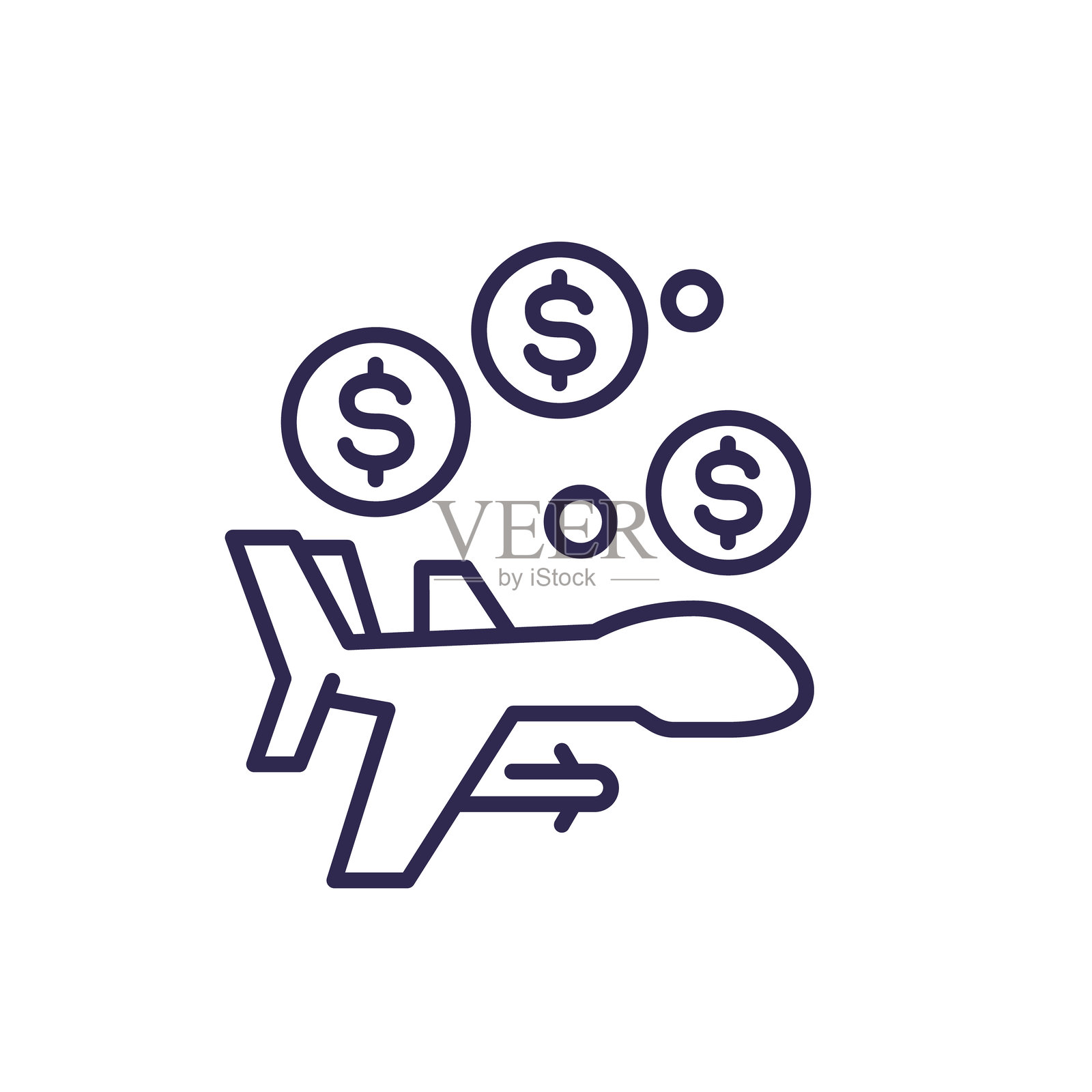 军事开支线条图标，矢量图插画图片素材