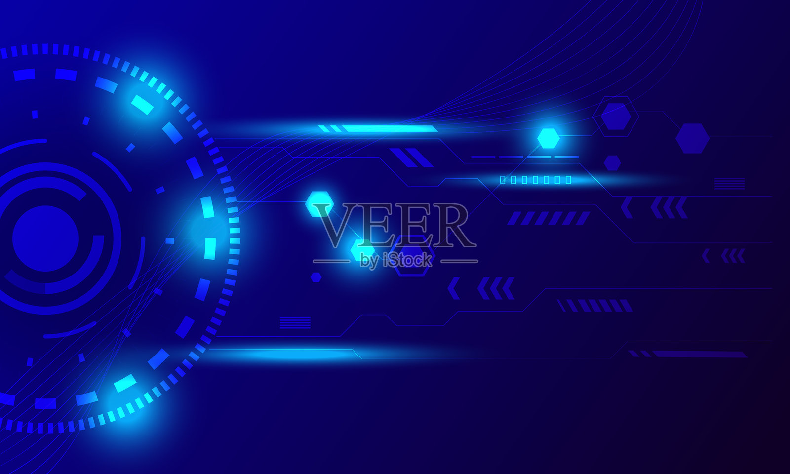 蓝色线条电路网络高科技电子抽象背景插画图片素材