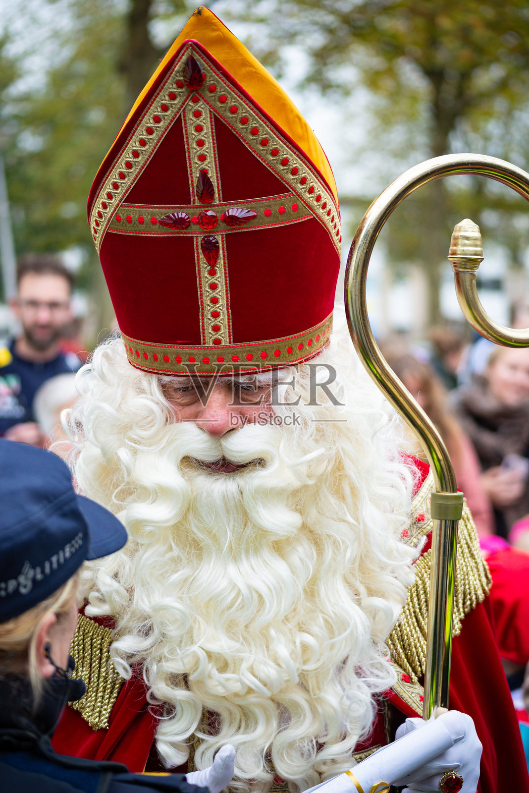 圣尼古拉斯在荷兰抵达时的情景。照片摄影图片