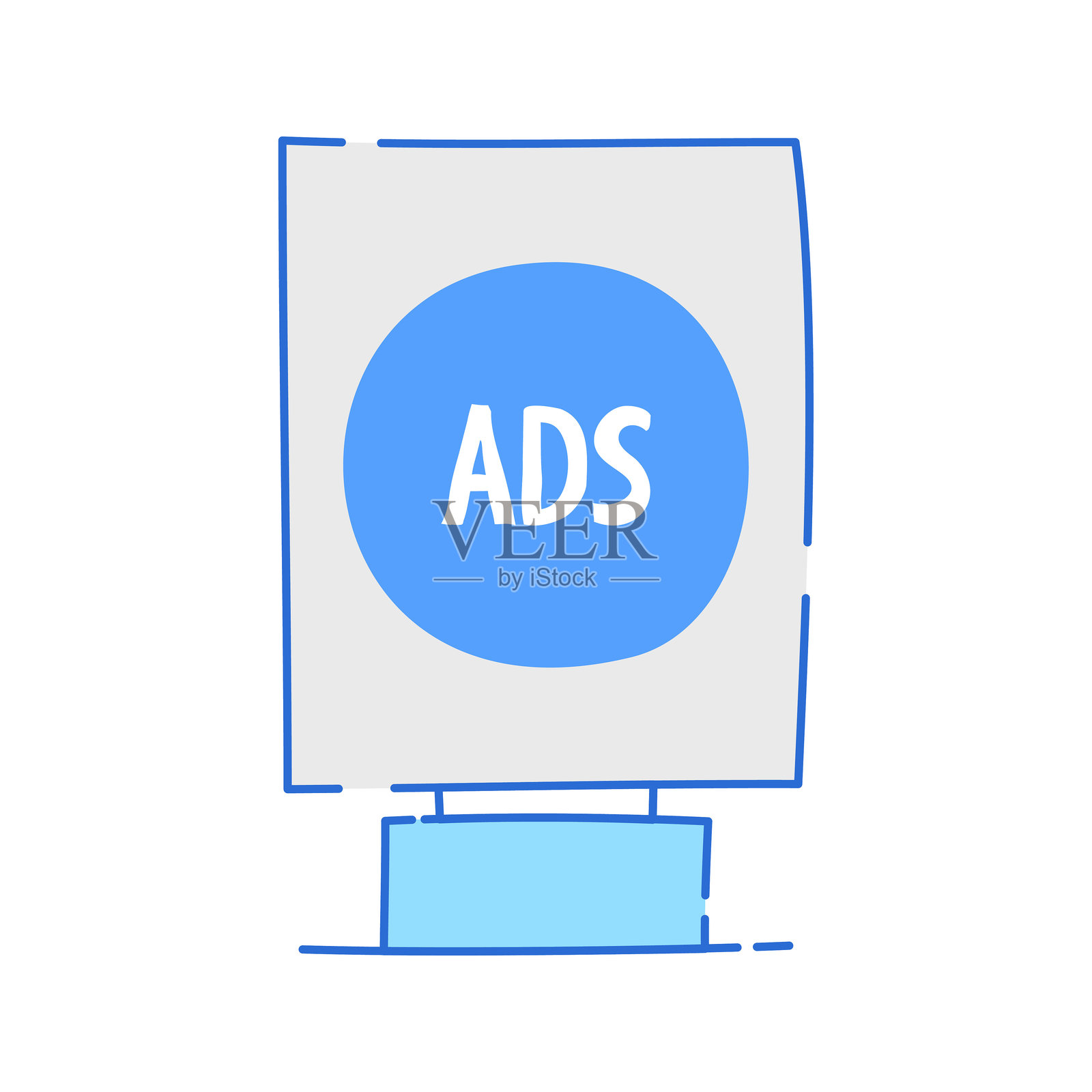 广告牌图标涂鸦插图，柔和的色彩调色板，手绘风格。非常适合市场营销、品牌推广或广告项目。插画图片素材