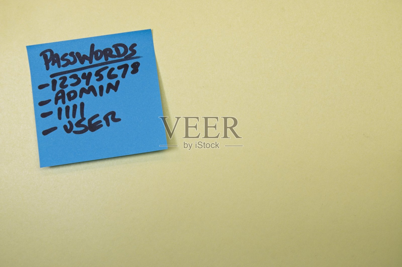 粘贴纸上的密码列表照片摄影图片