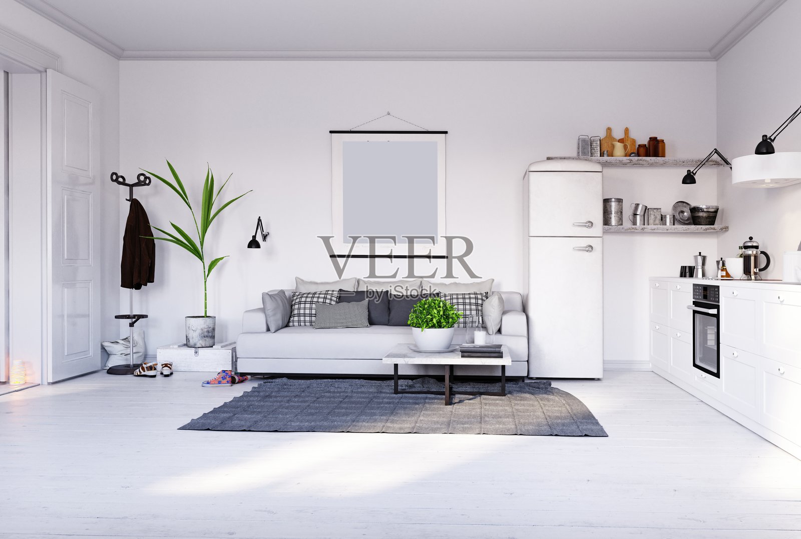 现代居住室内设计。照片摄影图片