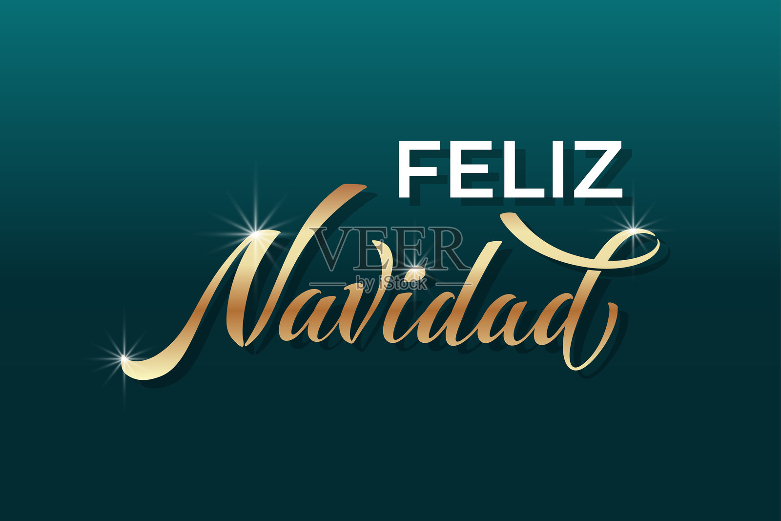 现代书法字母“Feliz Navidad”西班牙语的“圣诞快乐”，用于节日问候的贴纸。矢量背景。插画图片素材