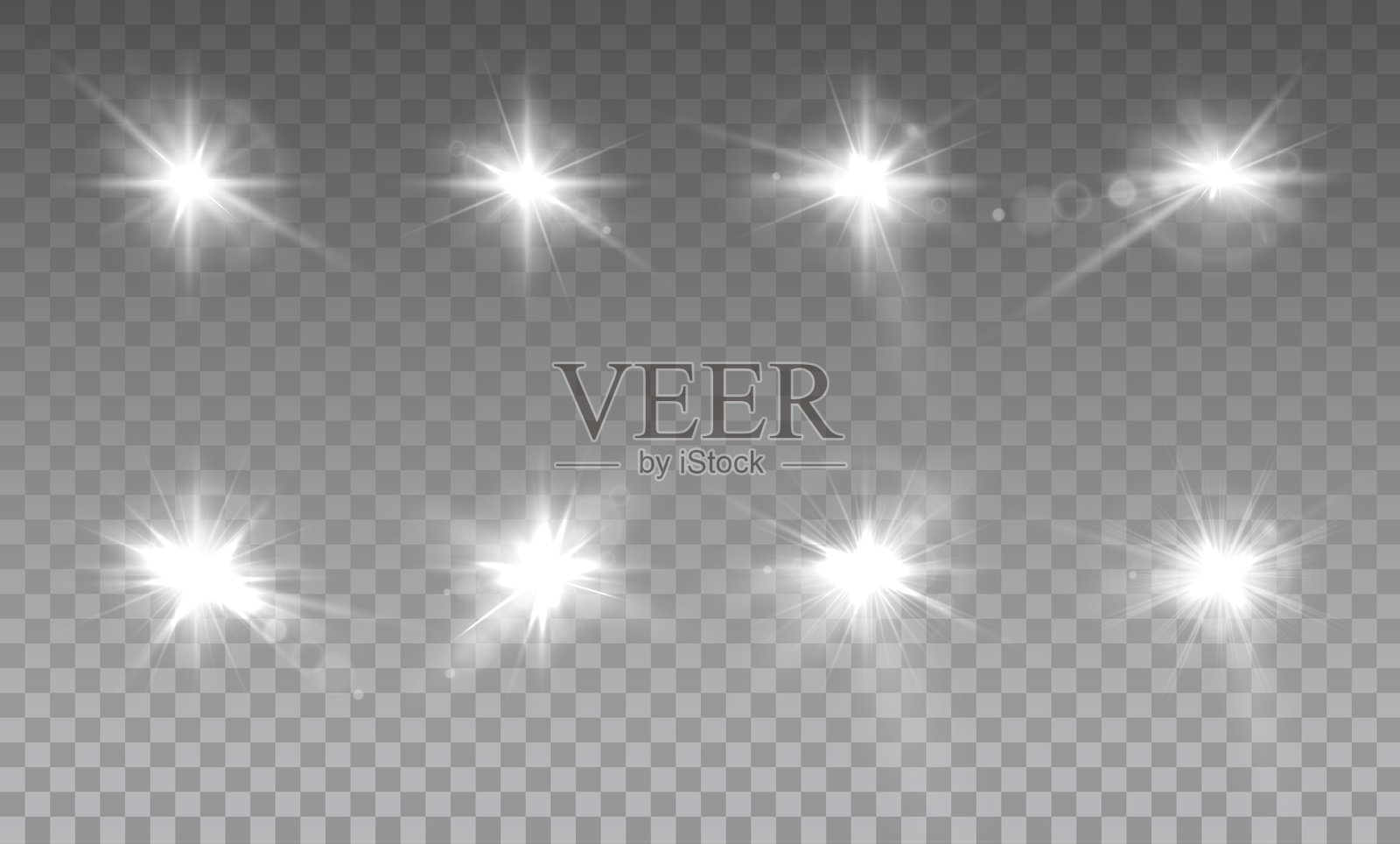 光效。聚光灯闪烁。体育场照明。带有白色LED闪光灯的聚光灯。带星星的白色聚光灯。插画图片素材