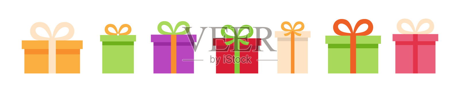 生日礼物矢量图集。背景为白色。插画图片素材