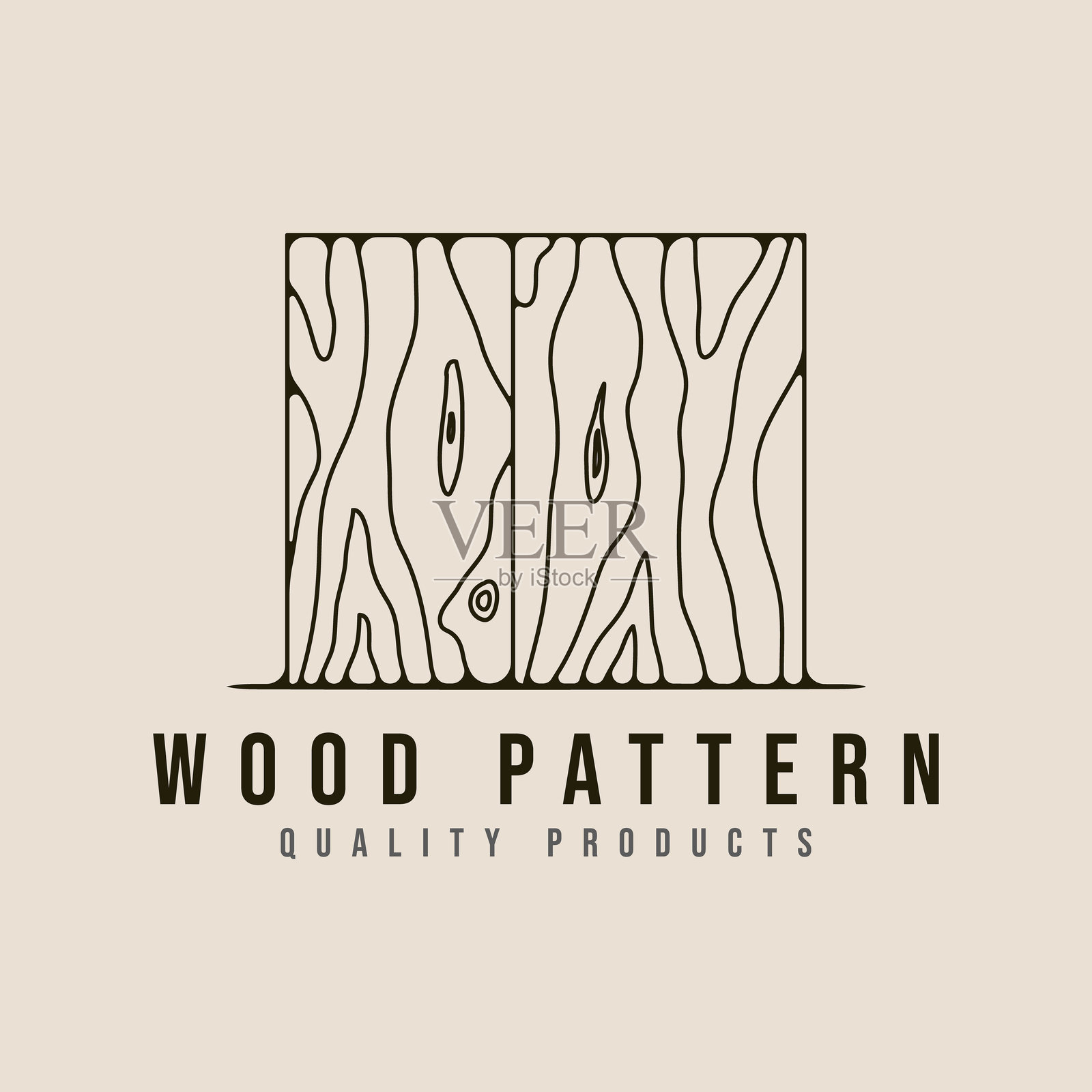 木纹图案线条艺术标志图标和符号矢量插图极简设计插画图片素材