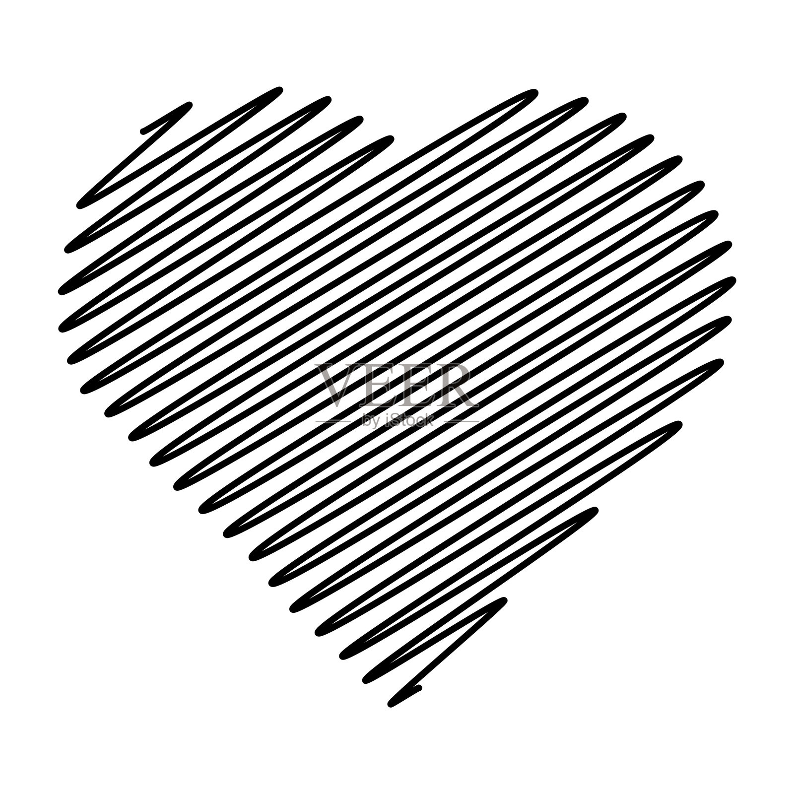 涂鸦心形轮廓矢量插图插画图片素材