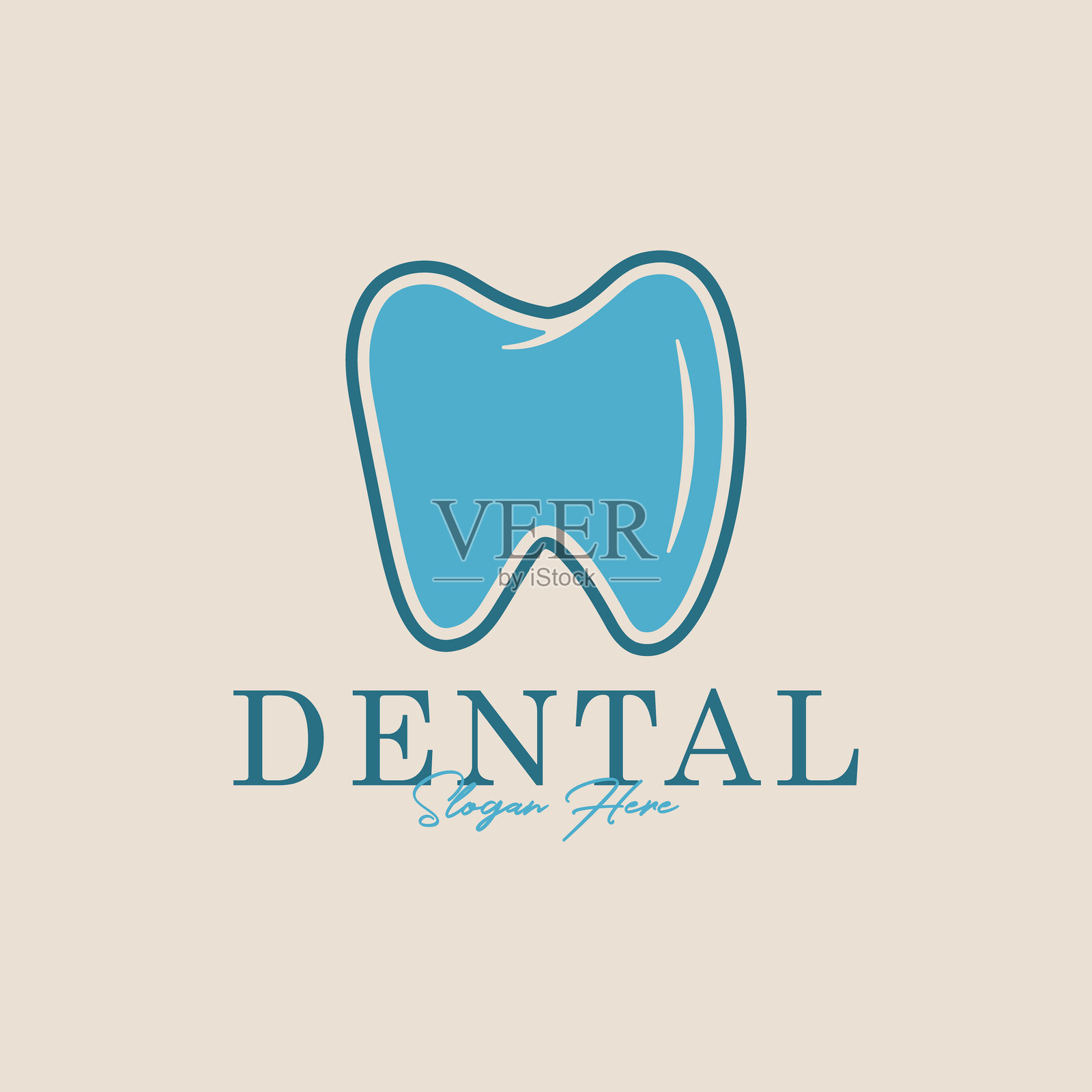 牙科标志图标和符号，牙齿标志矢量插图，简约设计。插画图片素材