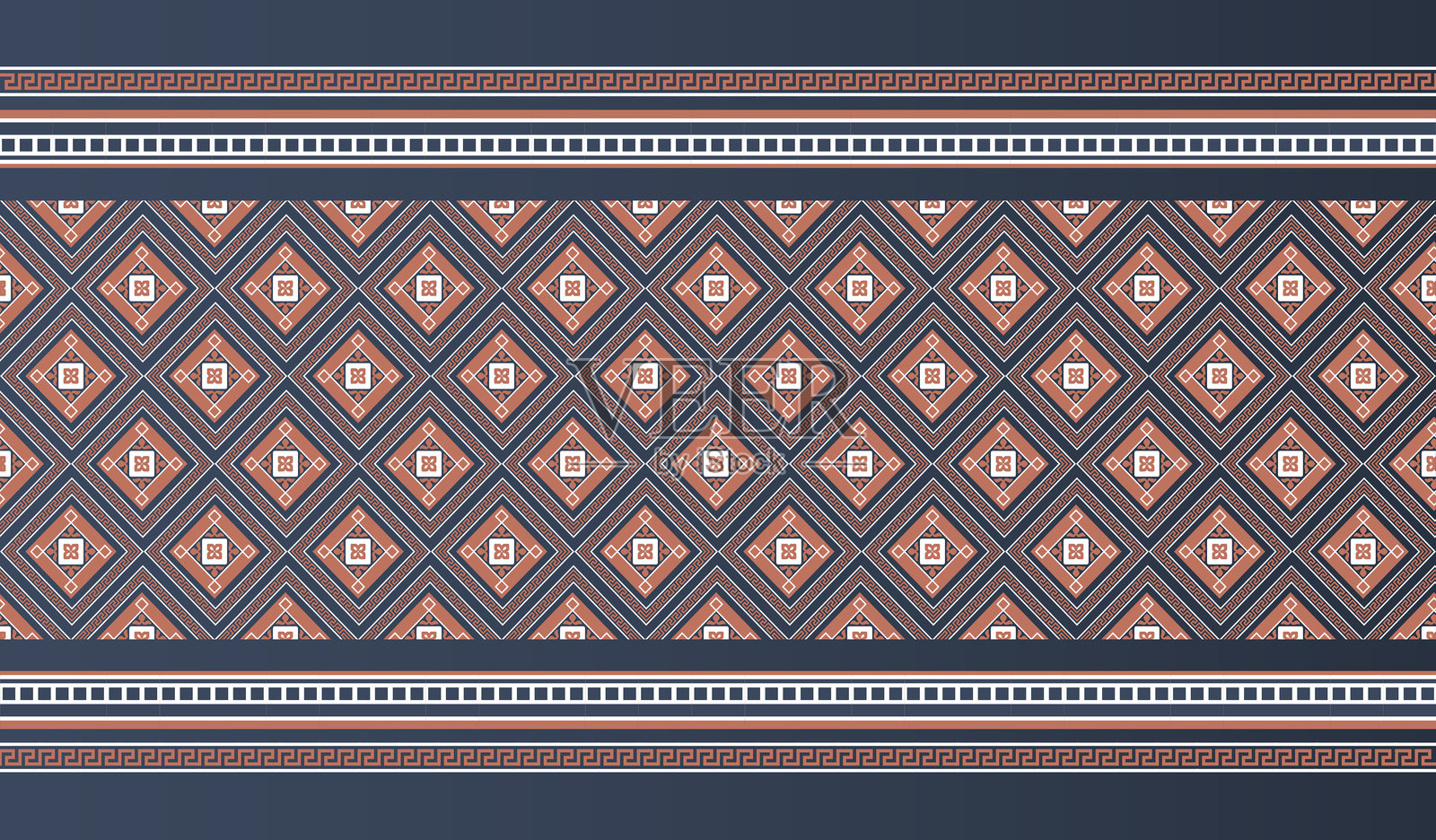 传统无缝图案。用于织物印刷的重复设计元素。几何图形图案和装饰。墙纸和纹理。地毯和纺织品。平面矢量插图。插画图片素材