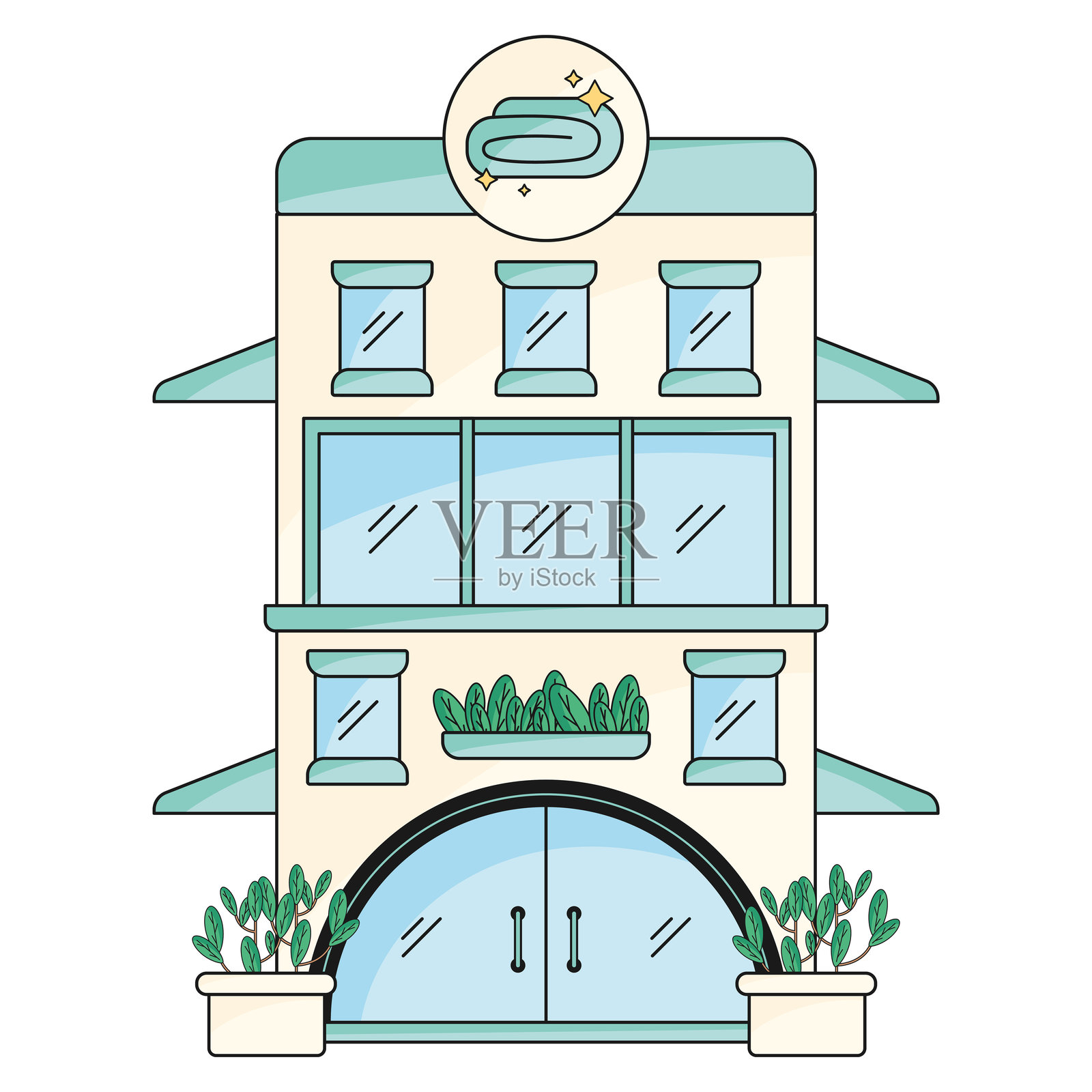 现代洗衣建筑，设计简洁，矢量图插画图片素材