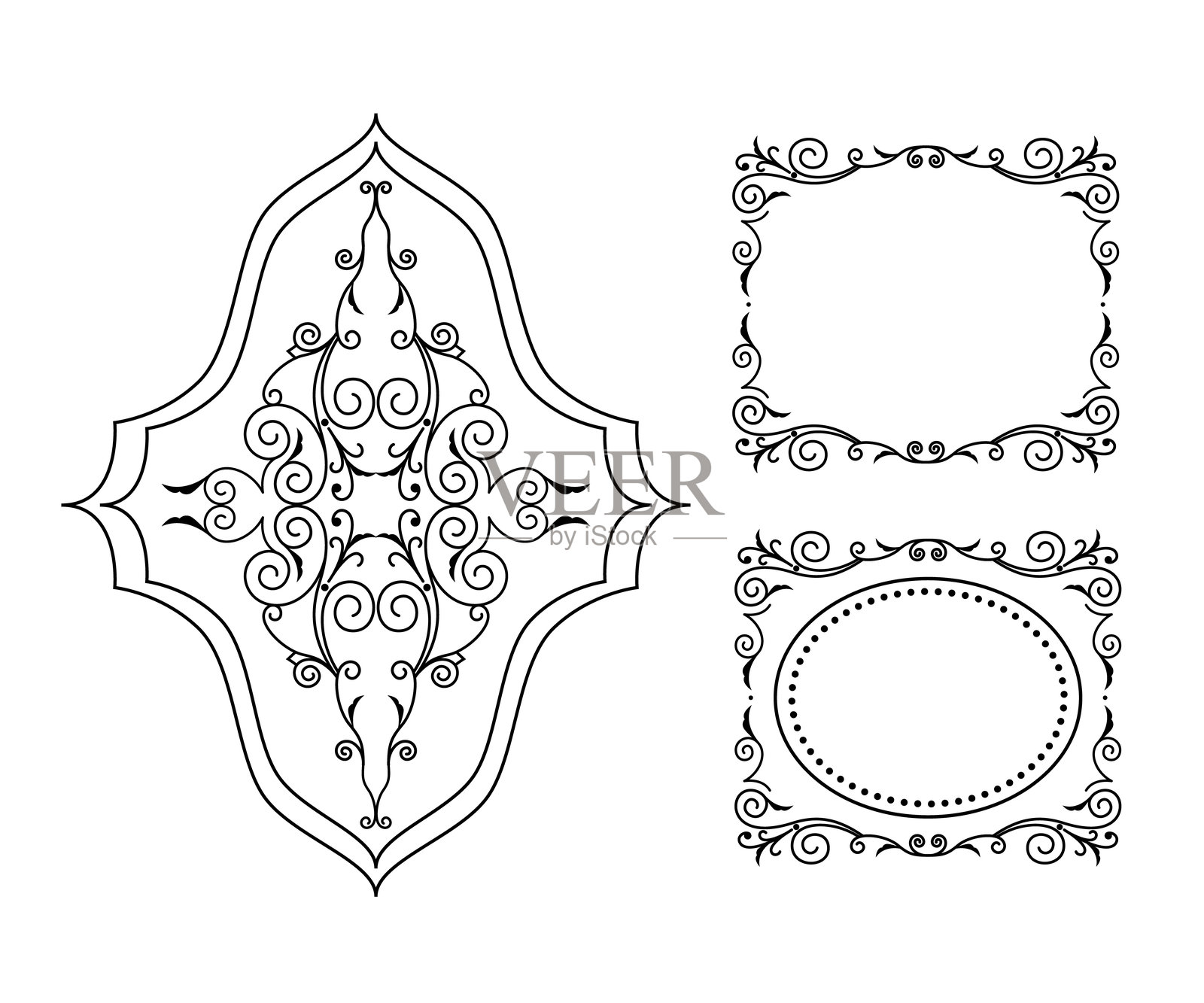 黑色矢量框架在白色背景上插画图片素材