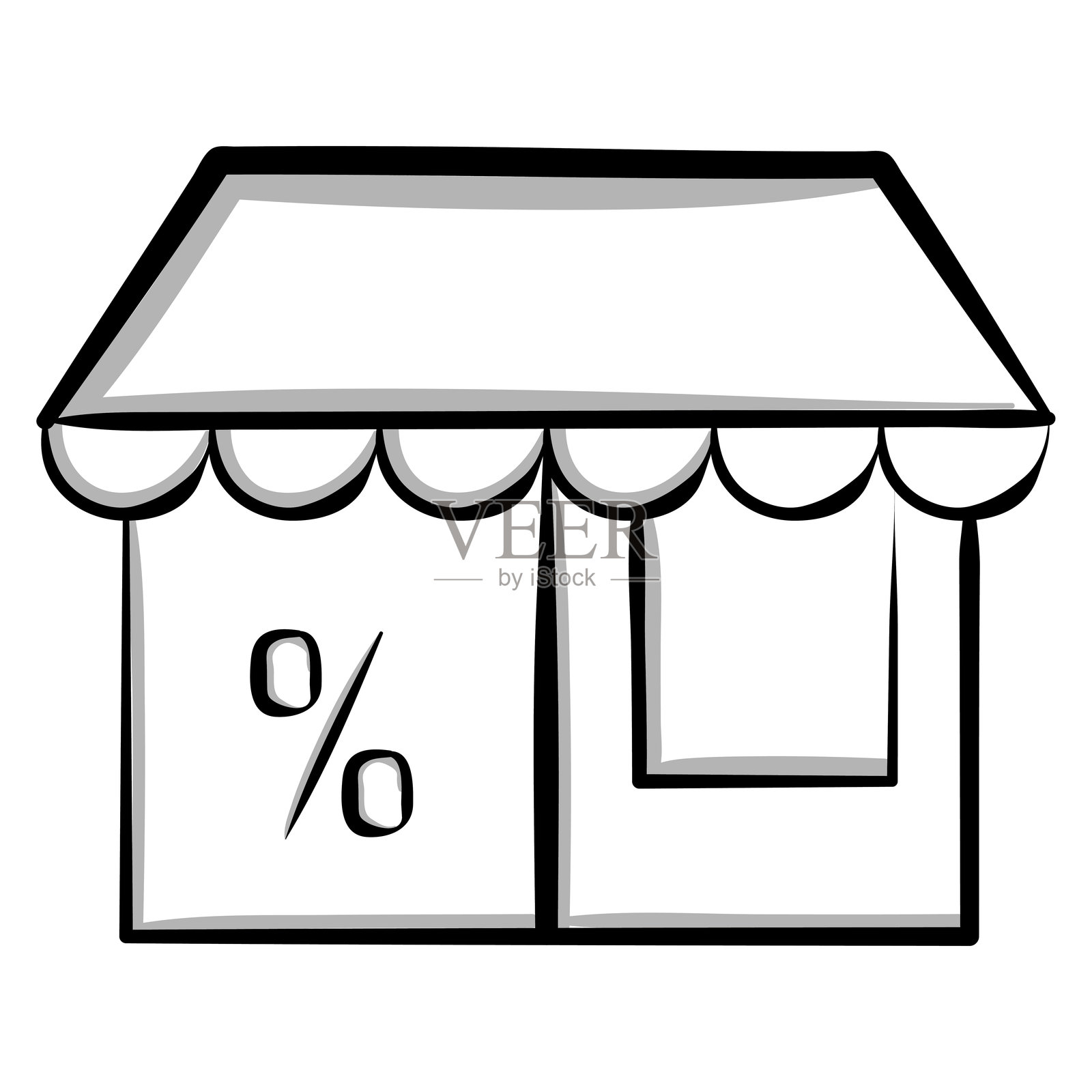 带有黑色轮廓的百分比商店图标，矢量图插画图片素材