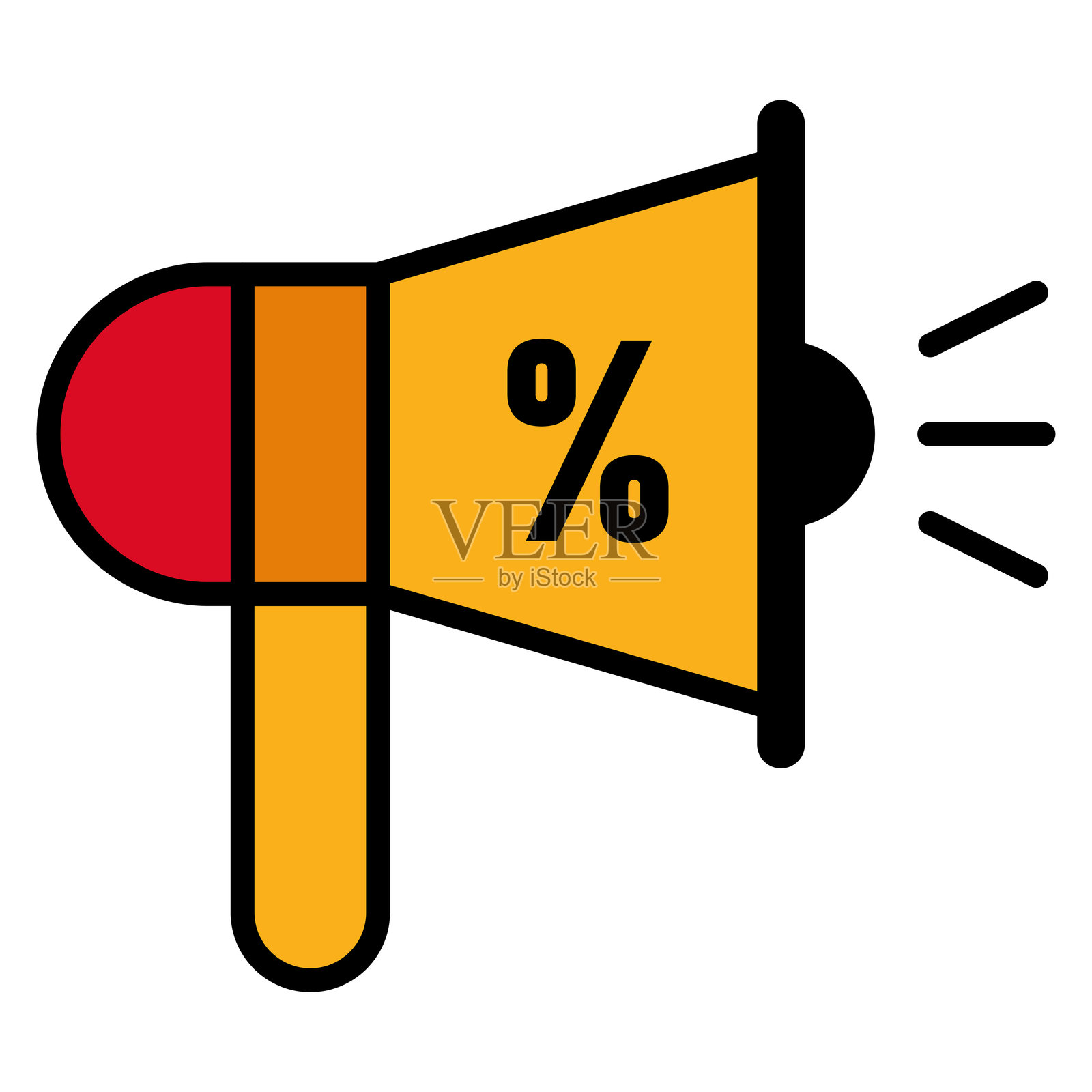 带有百分比的扩音器图标，用于促销，矢量图插画图片素材