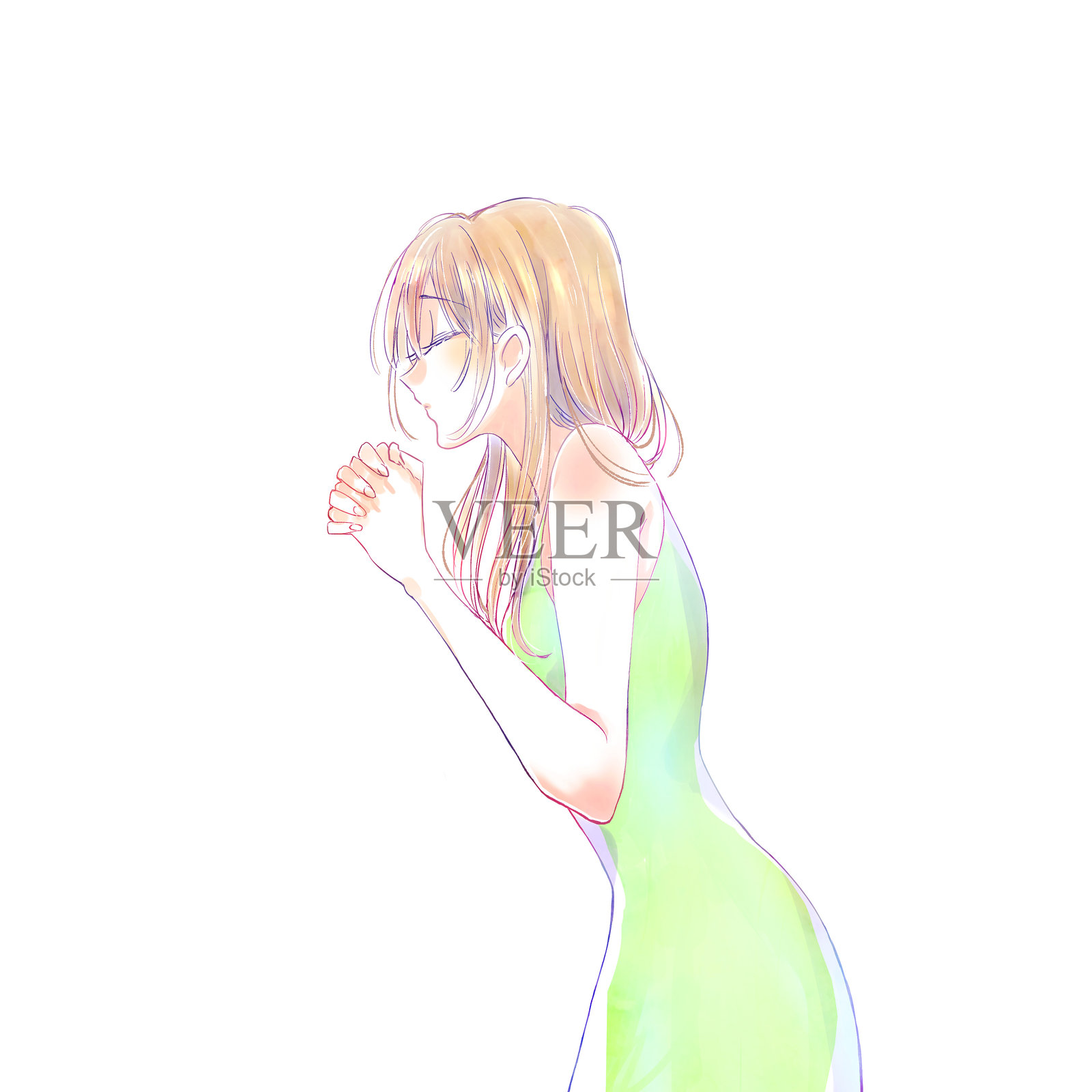 美丽的祈祷女性插图插画图片素材