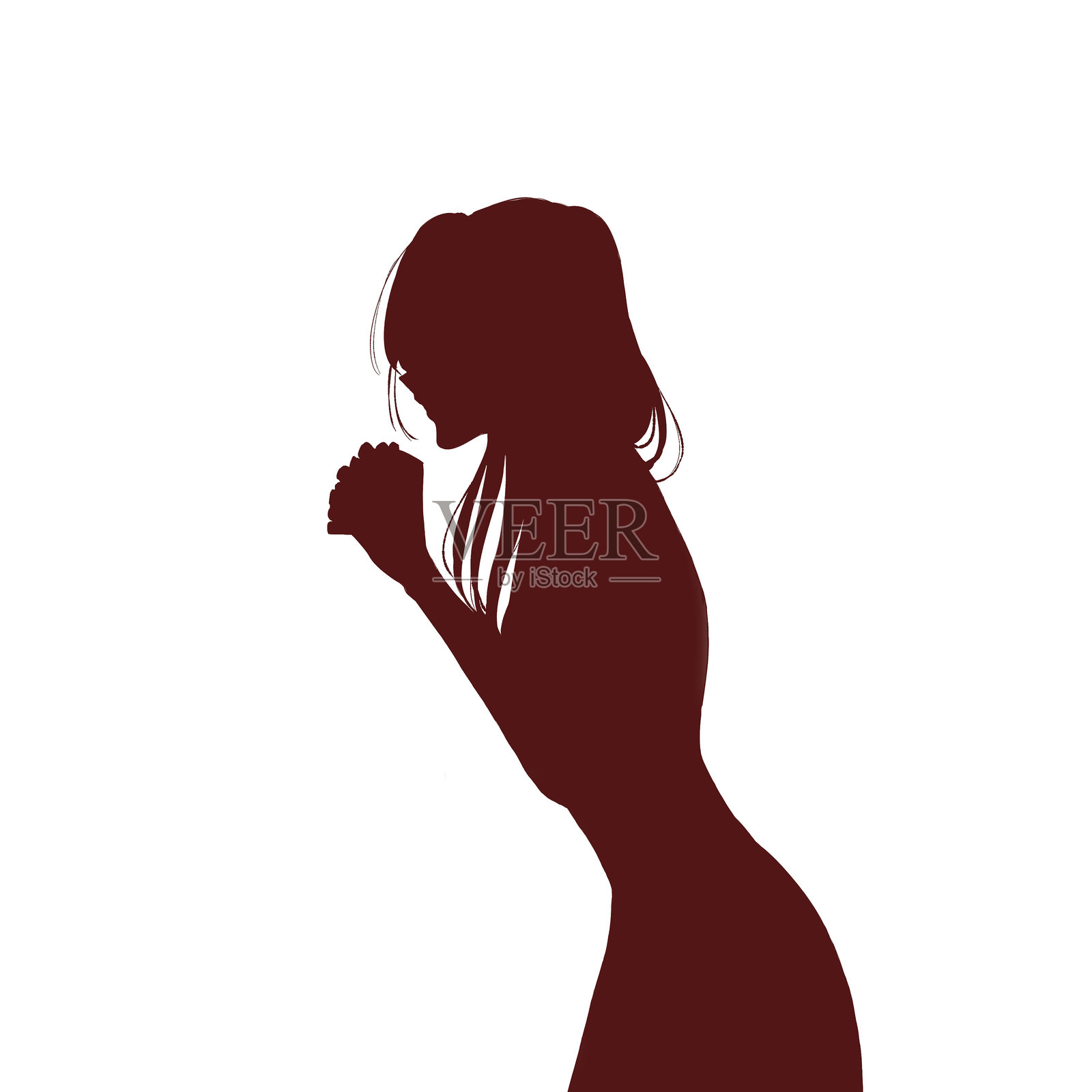 美丽的祈祷女性插图插画图片素材