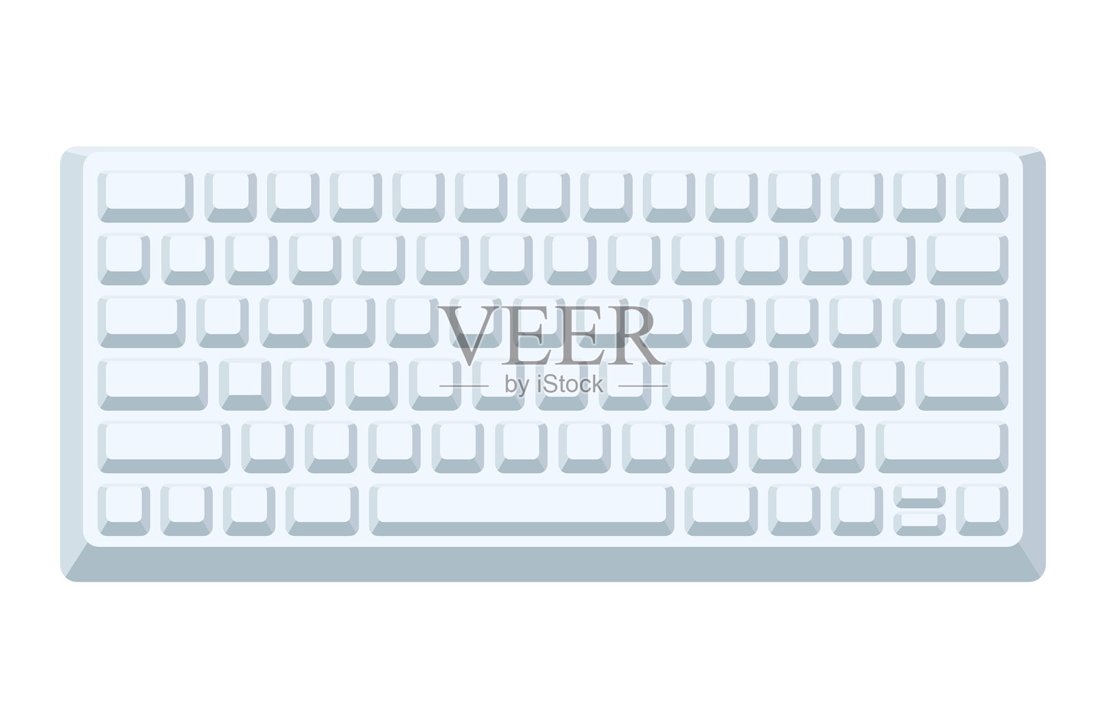 无字白色键盘，极简风格，体积感十足插画图片素材