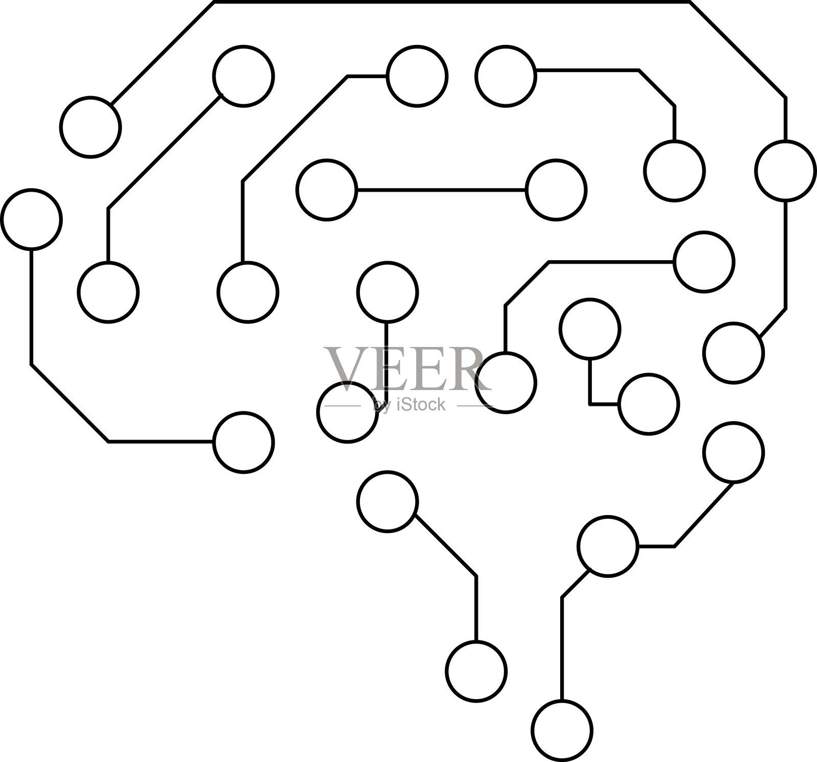 物联网图标集。扁平轮廓设计的物联网符号。智能设备。工业。人工智能。自动化机器学习，智能机器人。网络安全，商业，工业矢量插图。插画图片素材