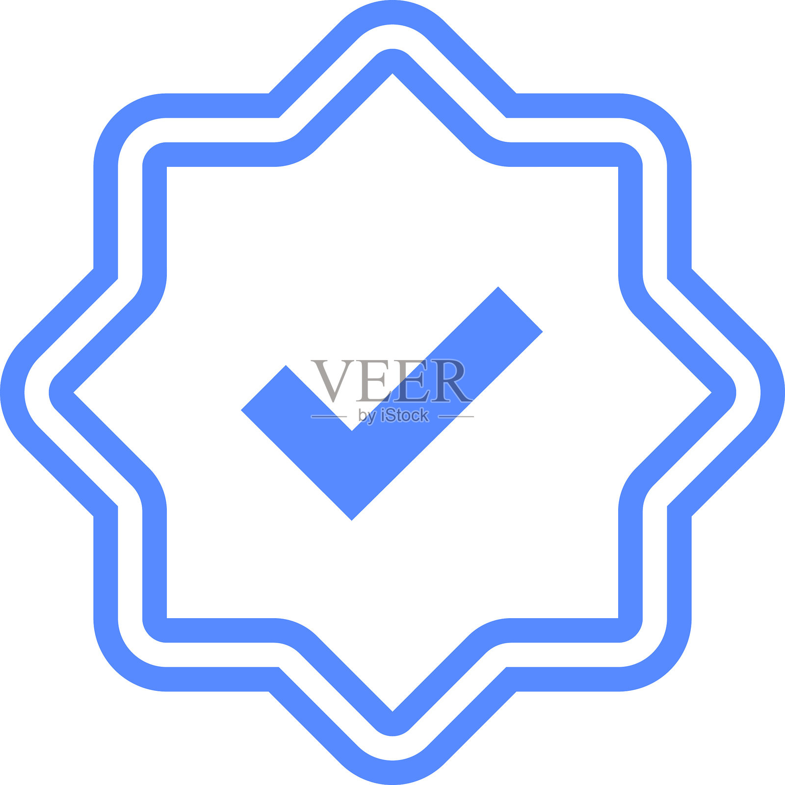 蓝色勾号。蓝色勾。验证图标矢量。插画图片素材