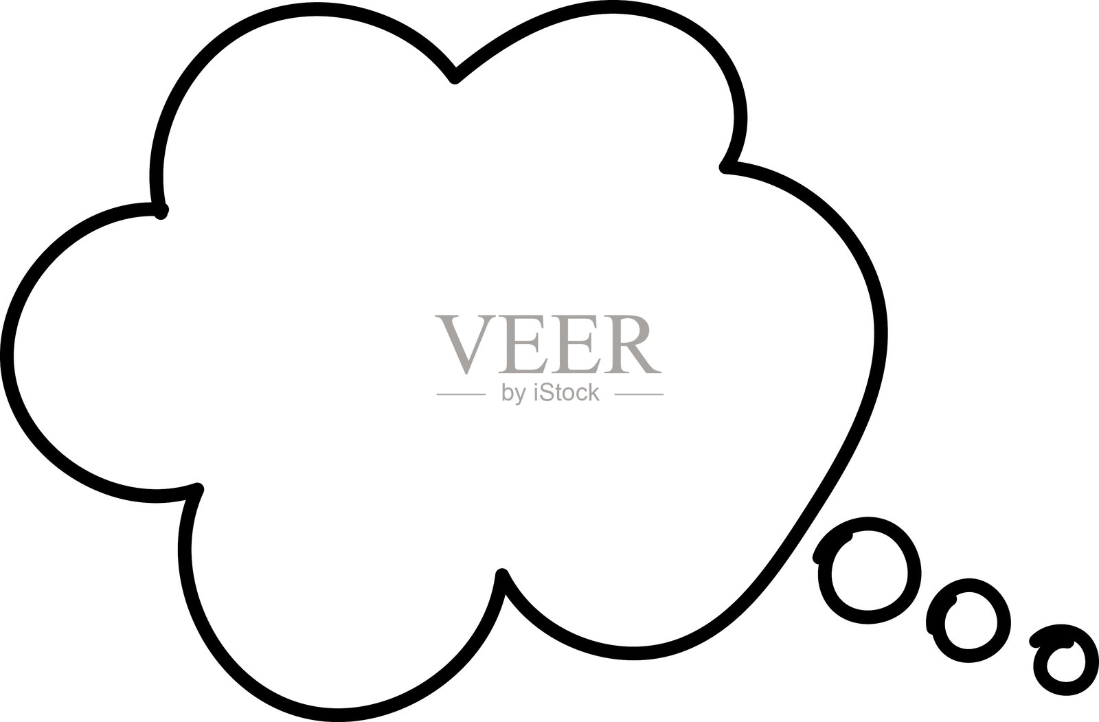 平面设计中的空白对话气泡，聊天框，消息框图标。气球涂鸦风格的思考符号。背景上独立的对话气泡。手绘草图风格的对话气泡矢量图像。插画图片素材