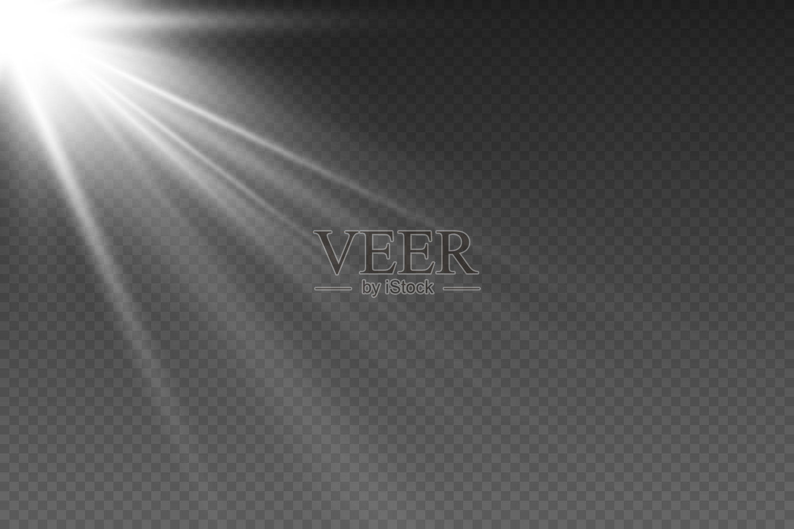 光晕效果与光线和光束的光斑。背景透明。插画图片素材