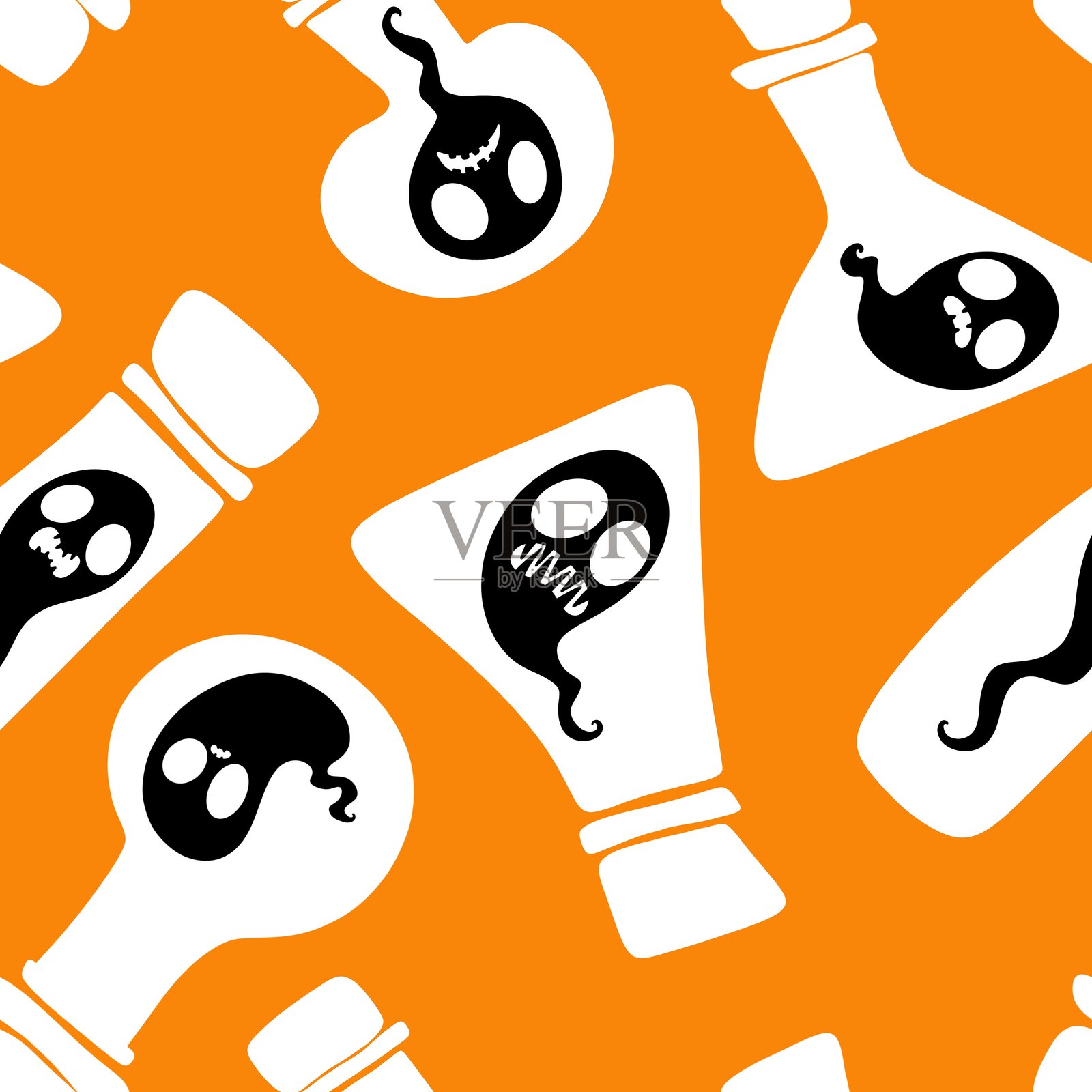 万圣节鬼魂无缝图案，适用于面料、纺织品和包装插画图片素材