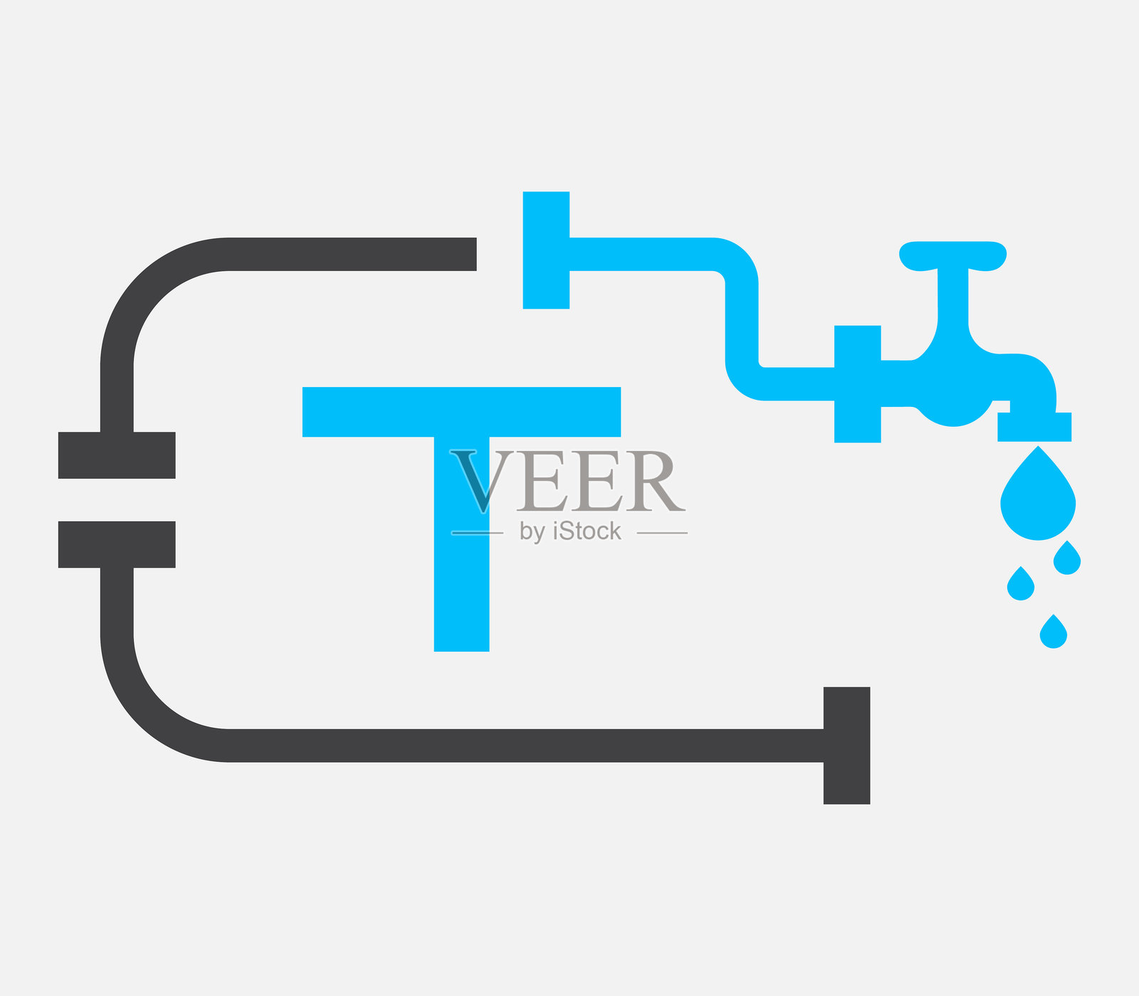 字母T的管道工标志设计矢量模板插画图片素材