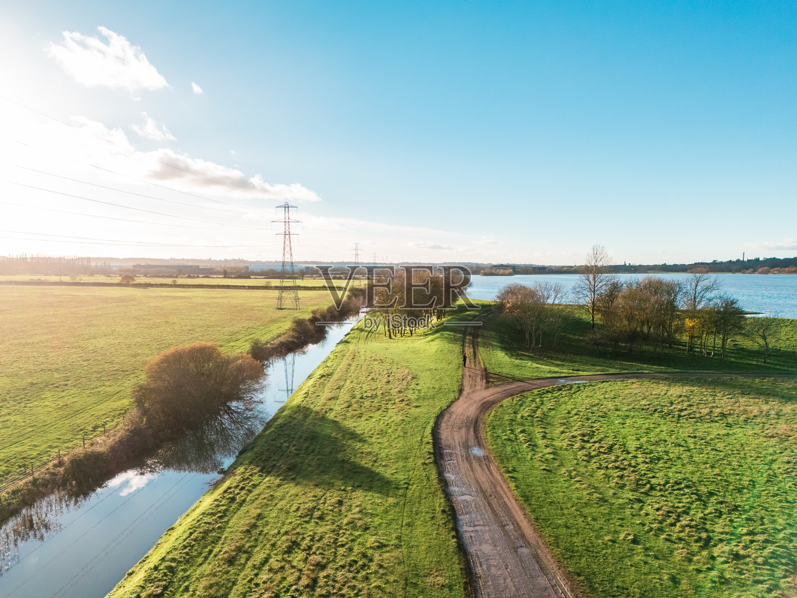 英国北ampton的淹水的尼恩河照片摄影图片