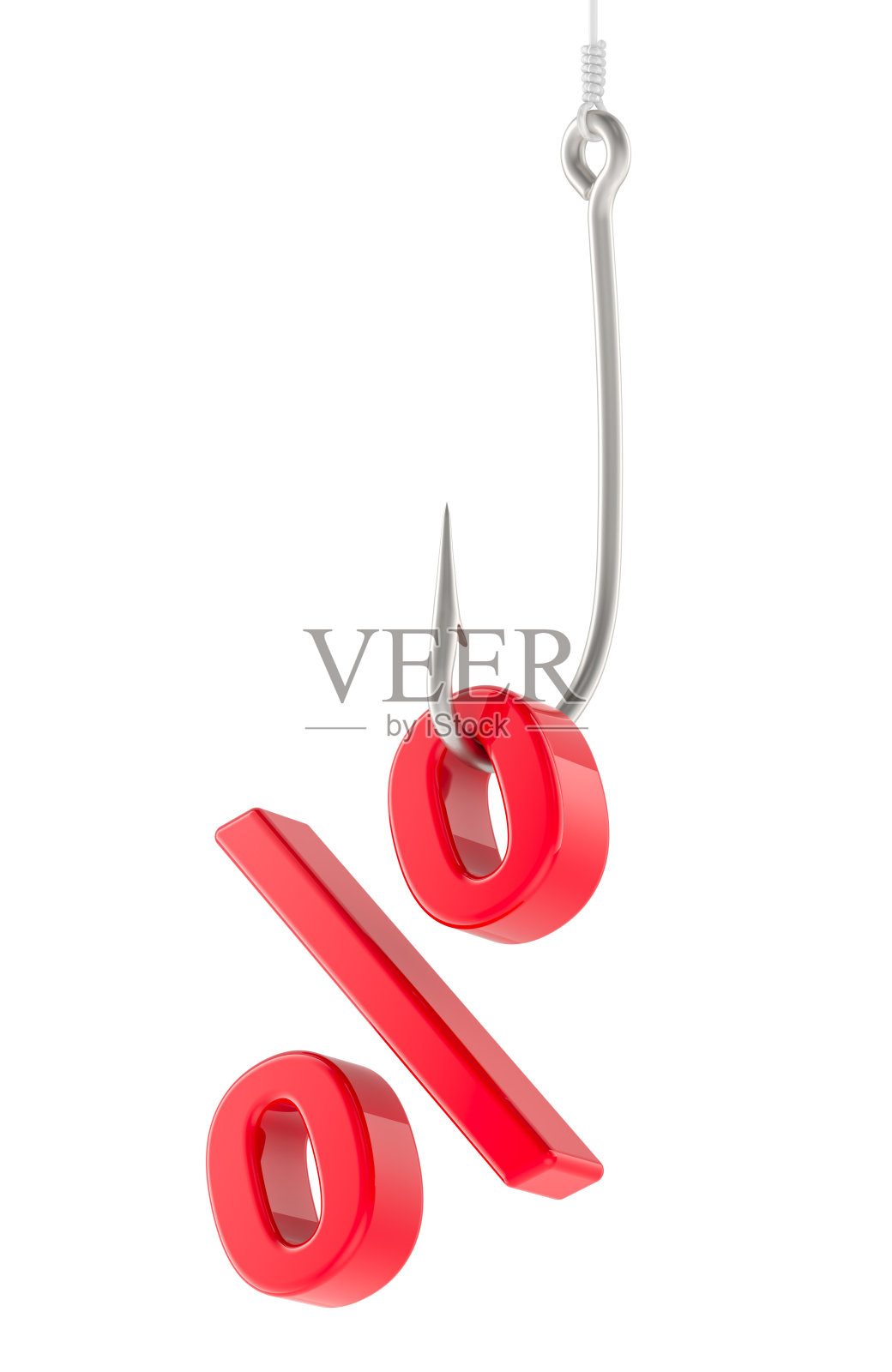 钩子上的百分号，3D 渲染图照片摄影图片