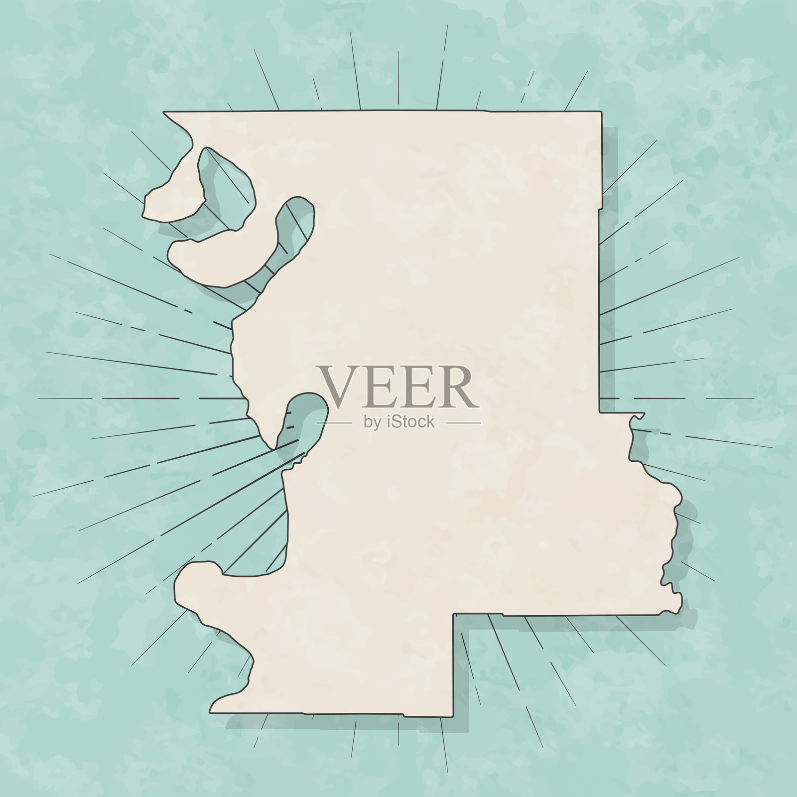 密西西比州华盛顿县。复古风格地图 - 旧纹理纸张插画图片素材