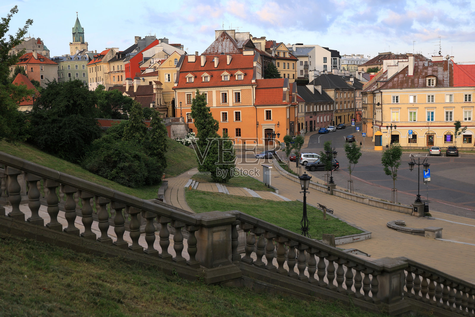 卢布林市的楼梯和历史区域景观照片摄影图片