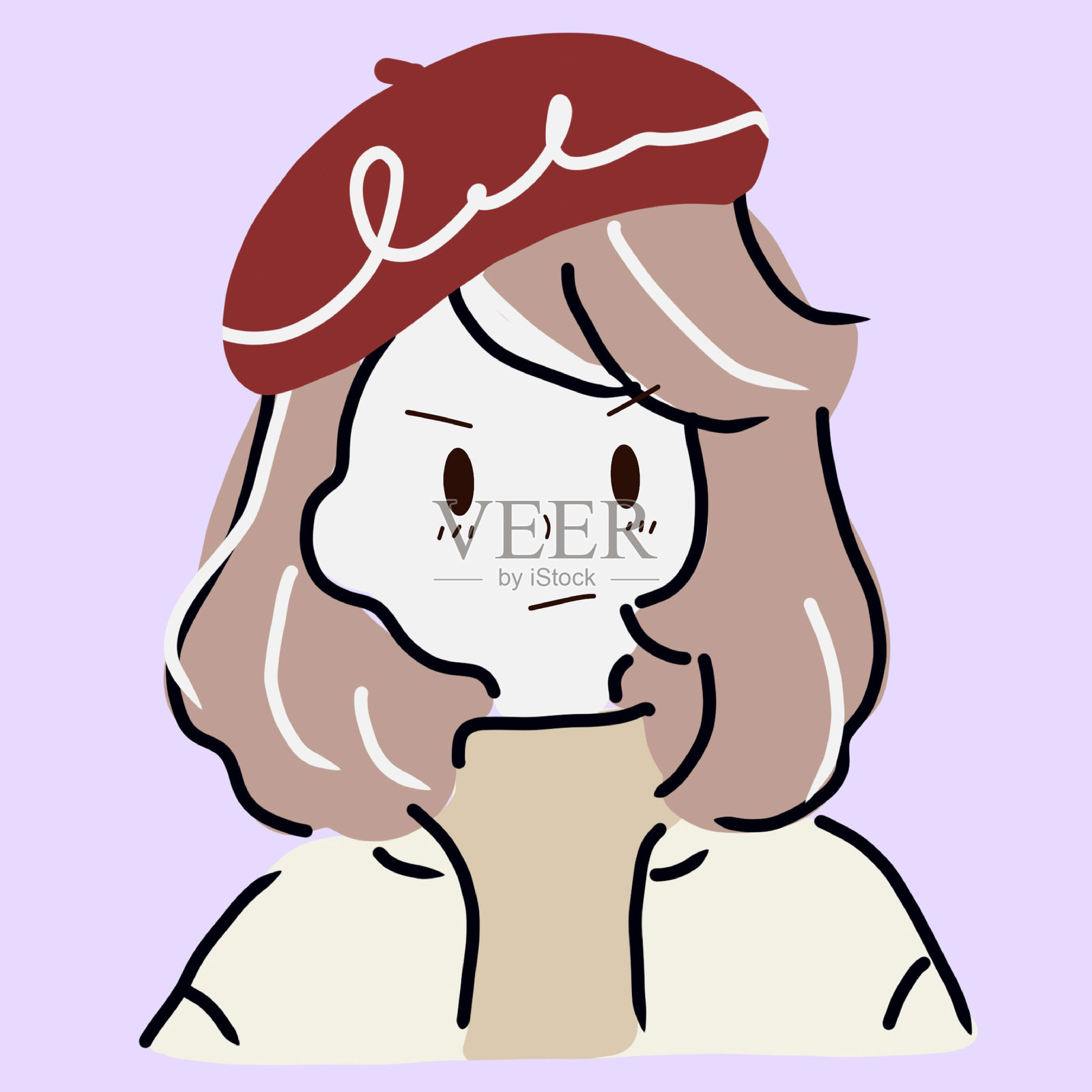 女性艺术家的各种表情插图插画图片素材