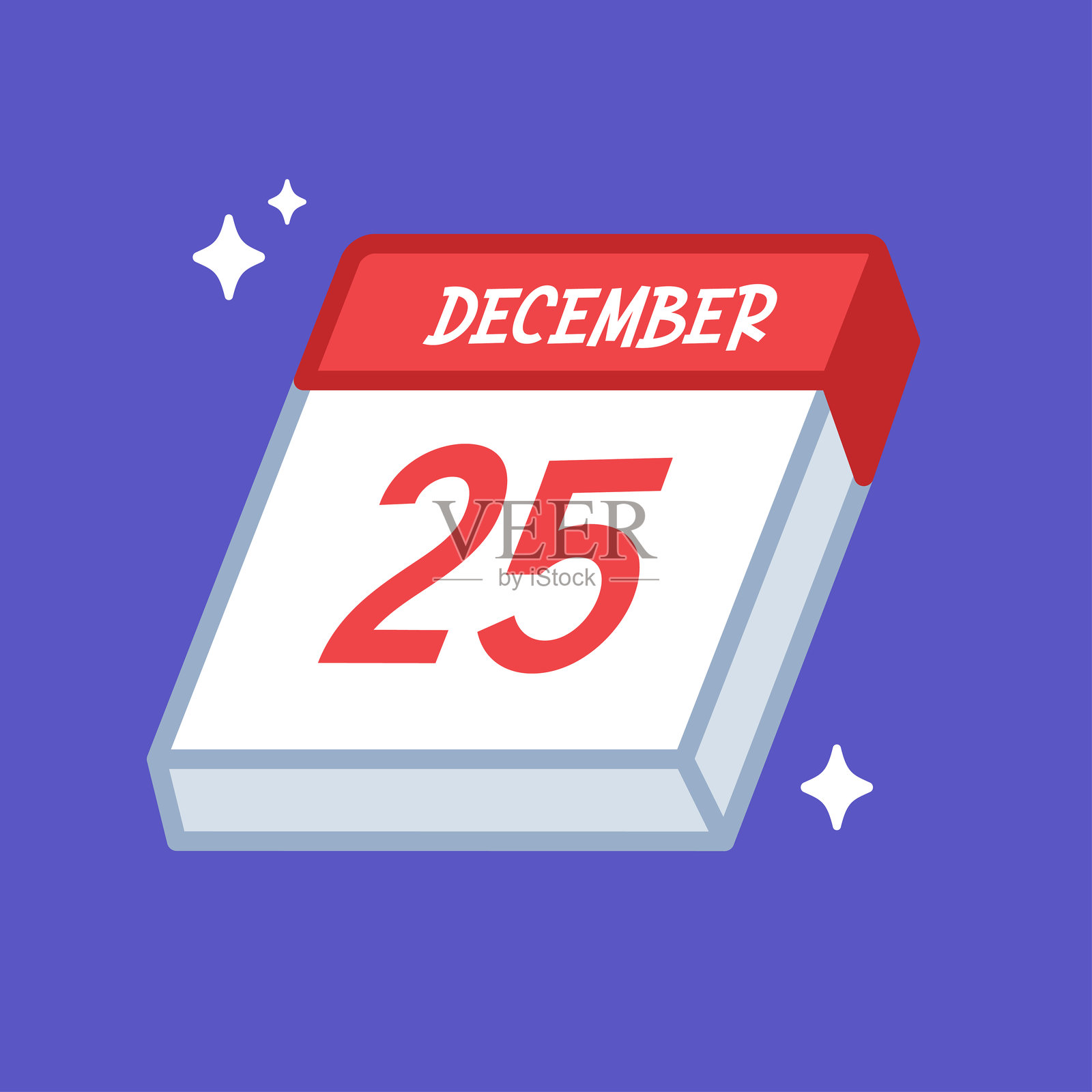显示12月25日的日历日期。孤立的矢量插图插画图片素材